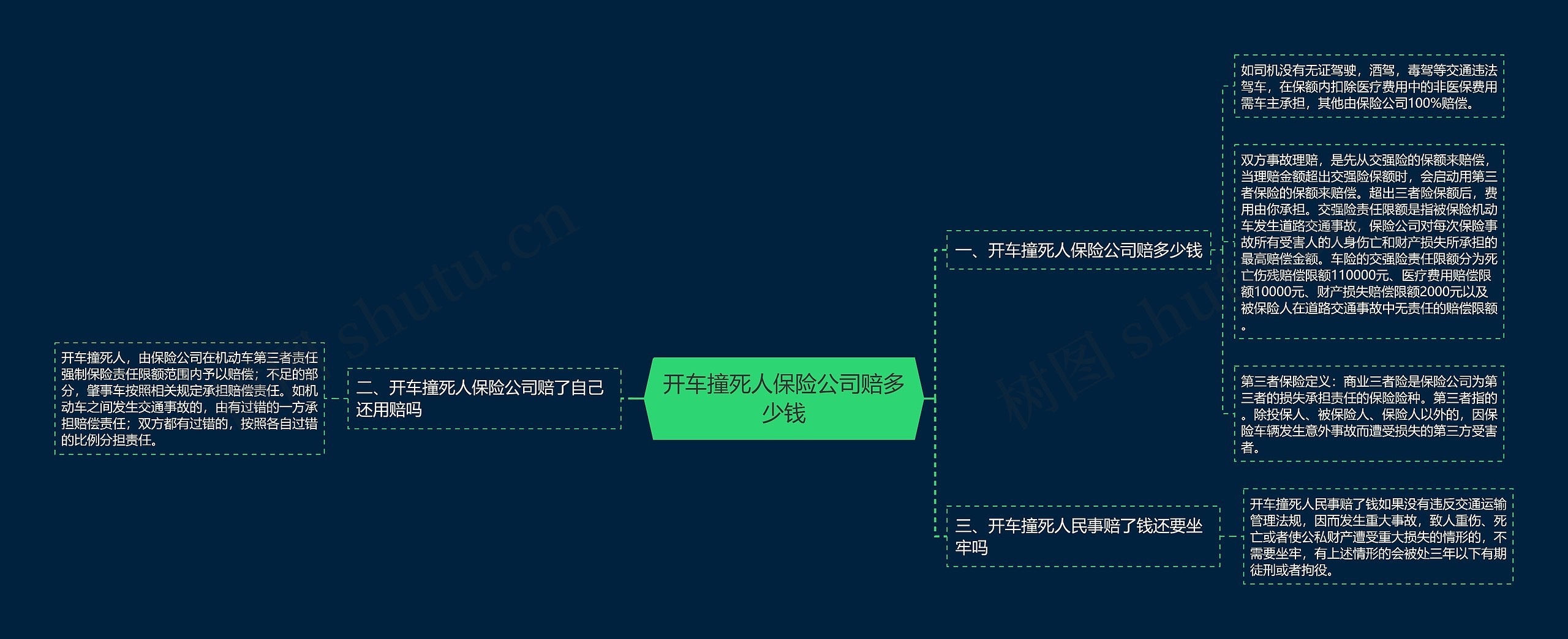 开车撞死人保险公司赔多少钱思维导图