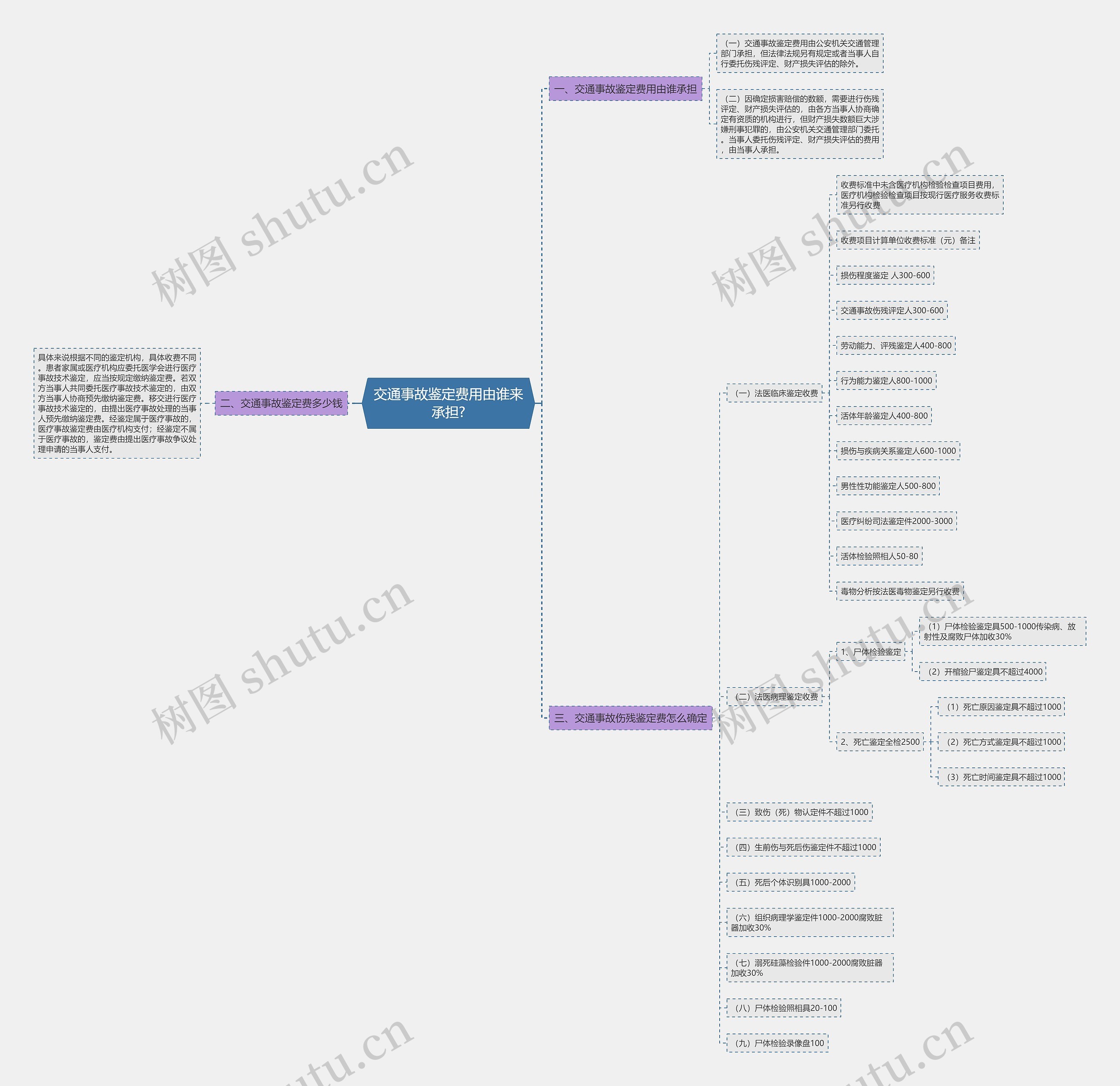 交通事故鉴定费用由谁来承担?思维导图