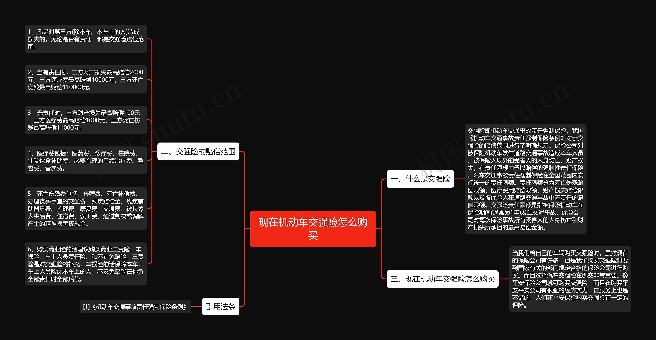 现在机动车交强险怎么购买思维导图