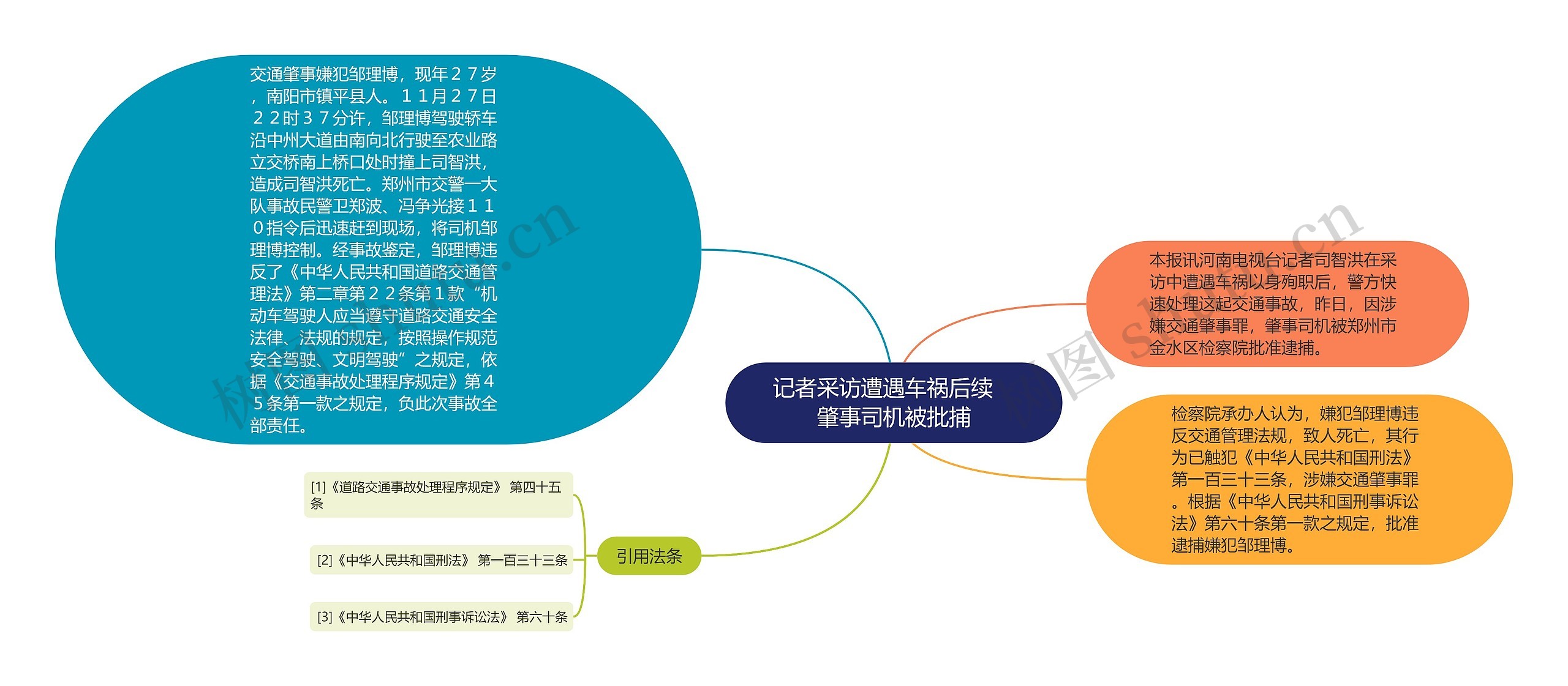 记者采访遭遇车祸后续　肇事司机被批捕思维导图