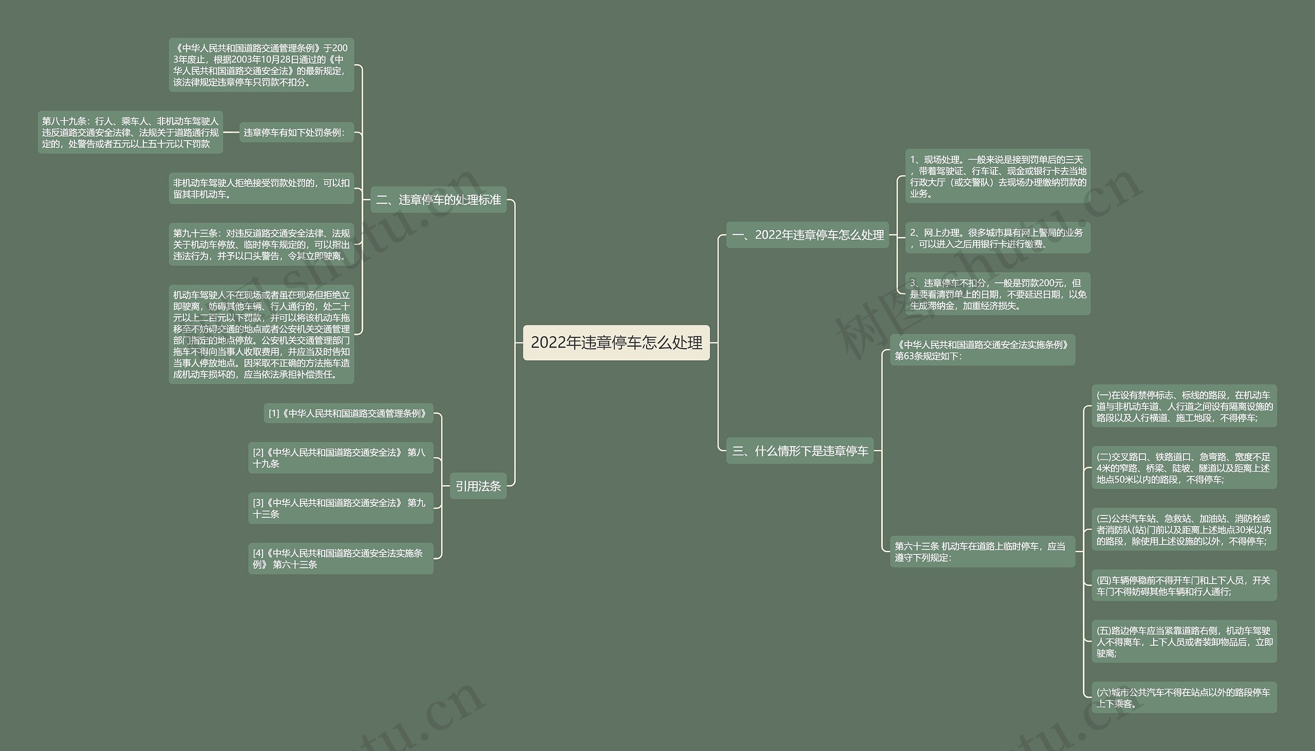 2022年违章停车怎么处理思维导图