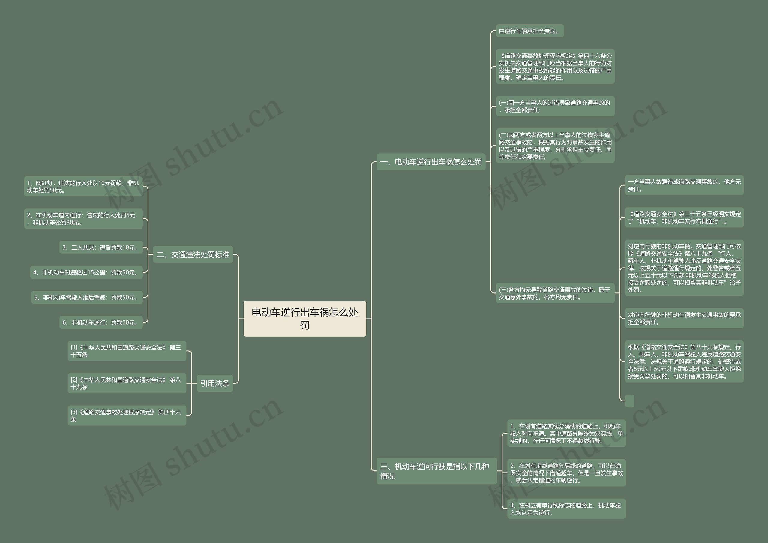 电动车逆行出车祸怎么处罚思维导图