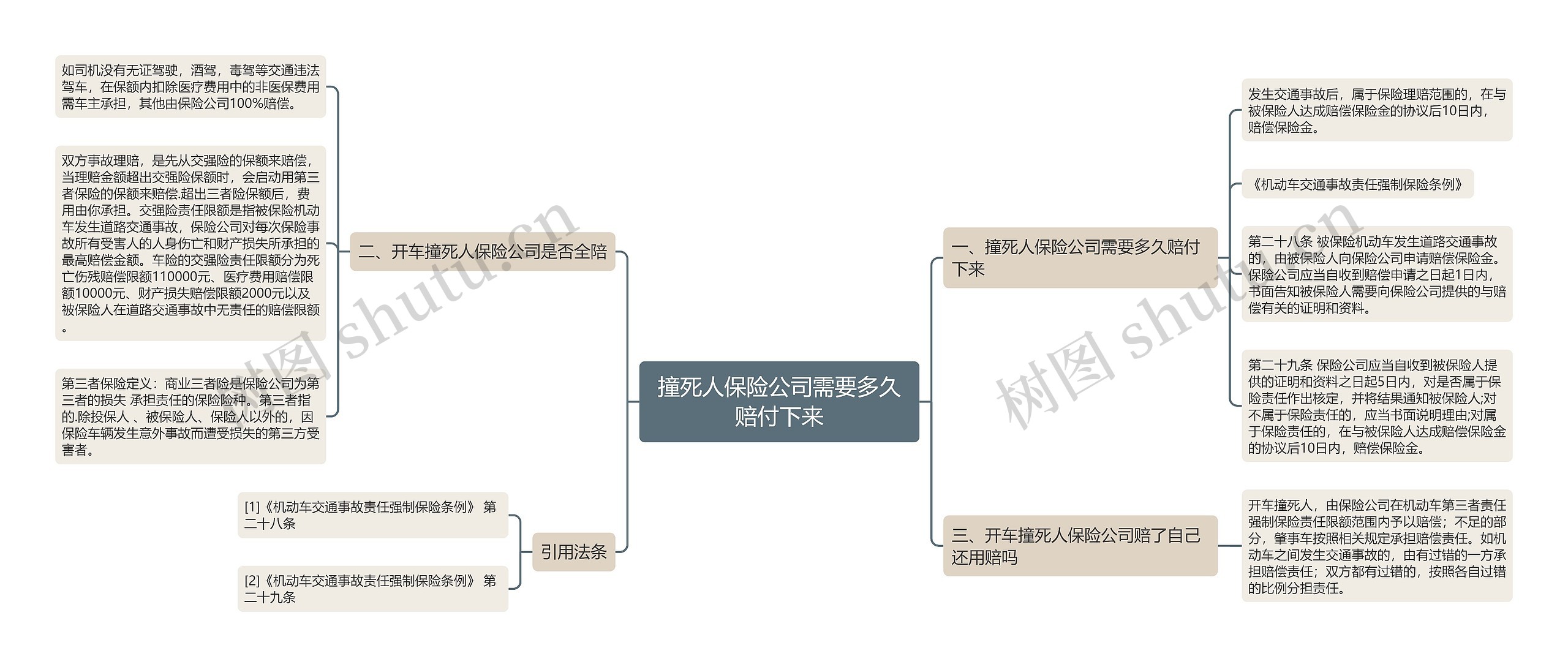 撞死人保险公司需要多久赔付下来思维导图