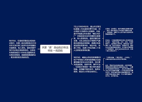 大雾“袭”眉山致23车连环撞 一死四伤