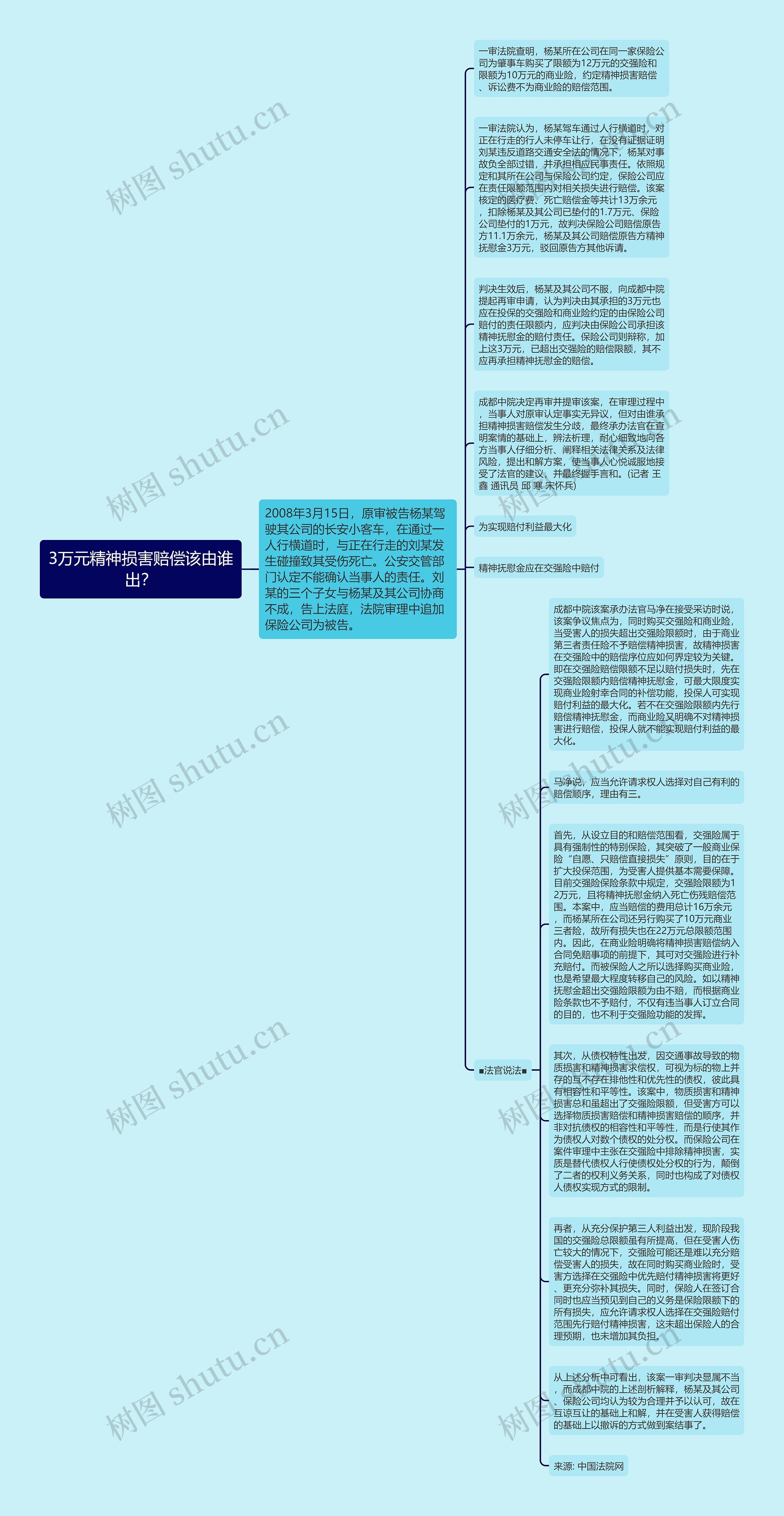 3万元精神损害赔偿该由谁出？思维导图