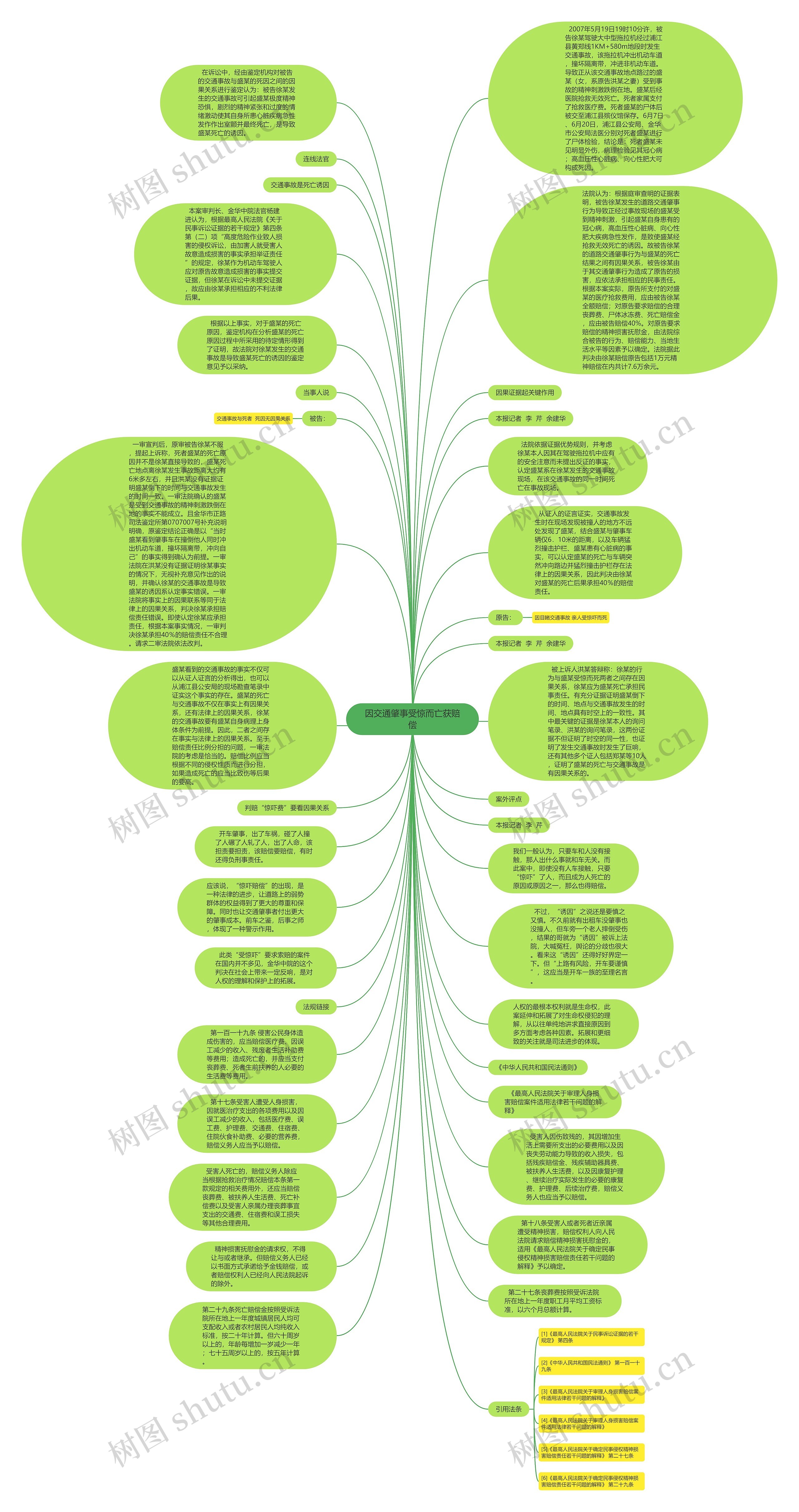 因交通肇事受惊而亡获赔偿思维导图