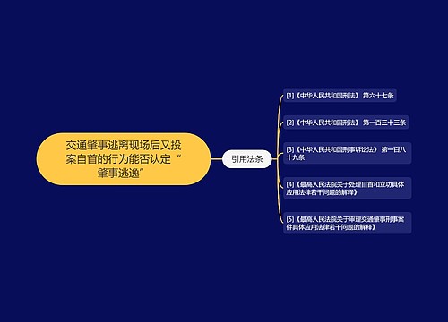 交通肇事逃离现场后又投案自首的行为能否认定“肇事逃逸”