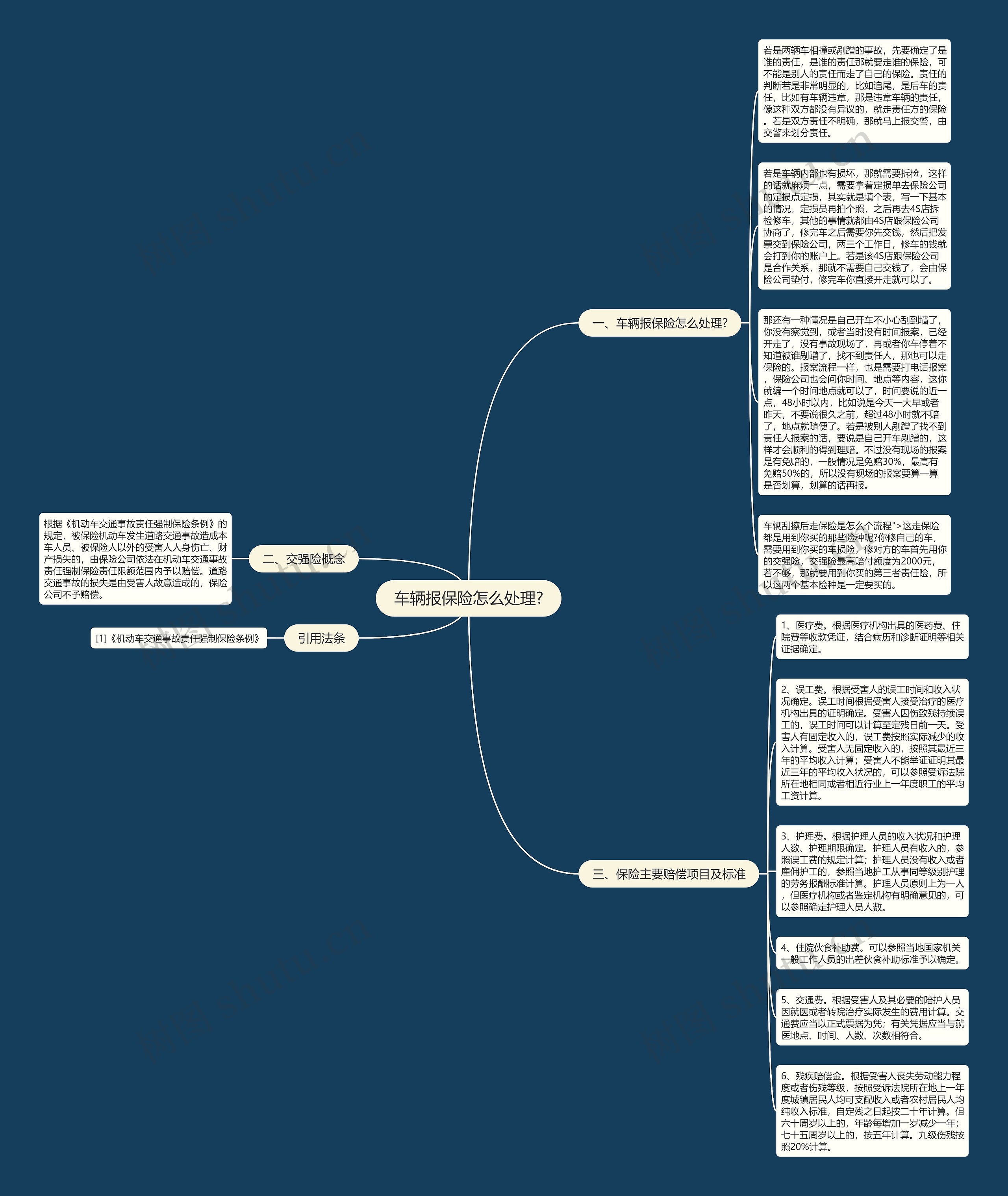 车辆报保险怎么处理?思维导图
