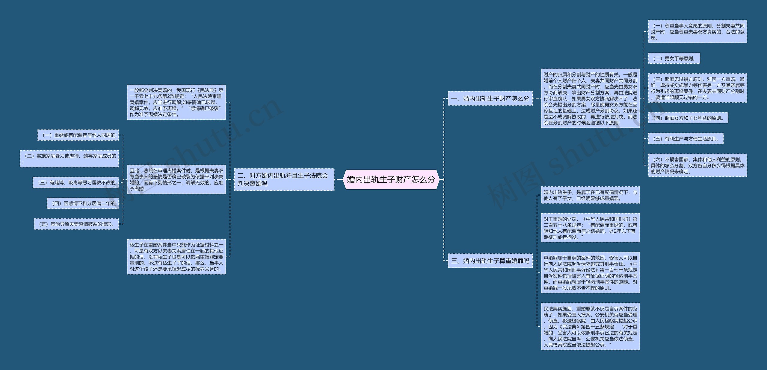 婚内出轨生子财产怎么分思维导图
