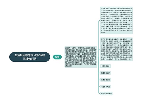 女童拾包被车撞 法院审理三被告判赔