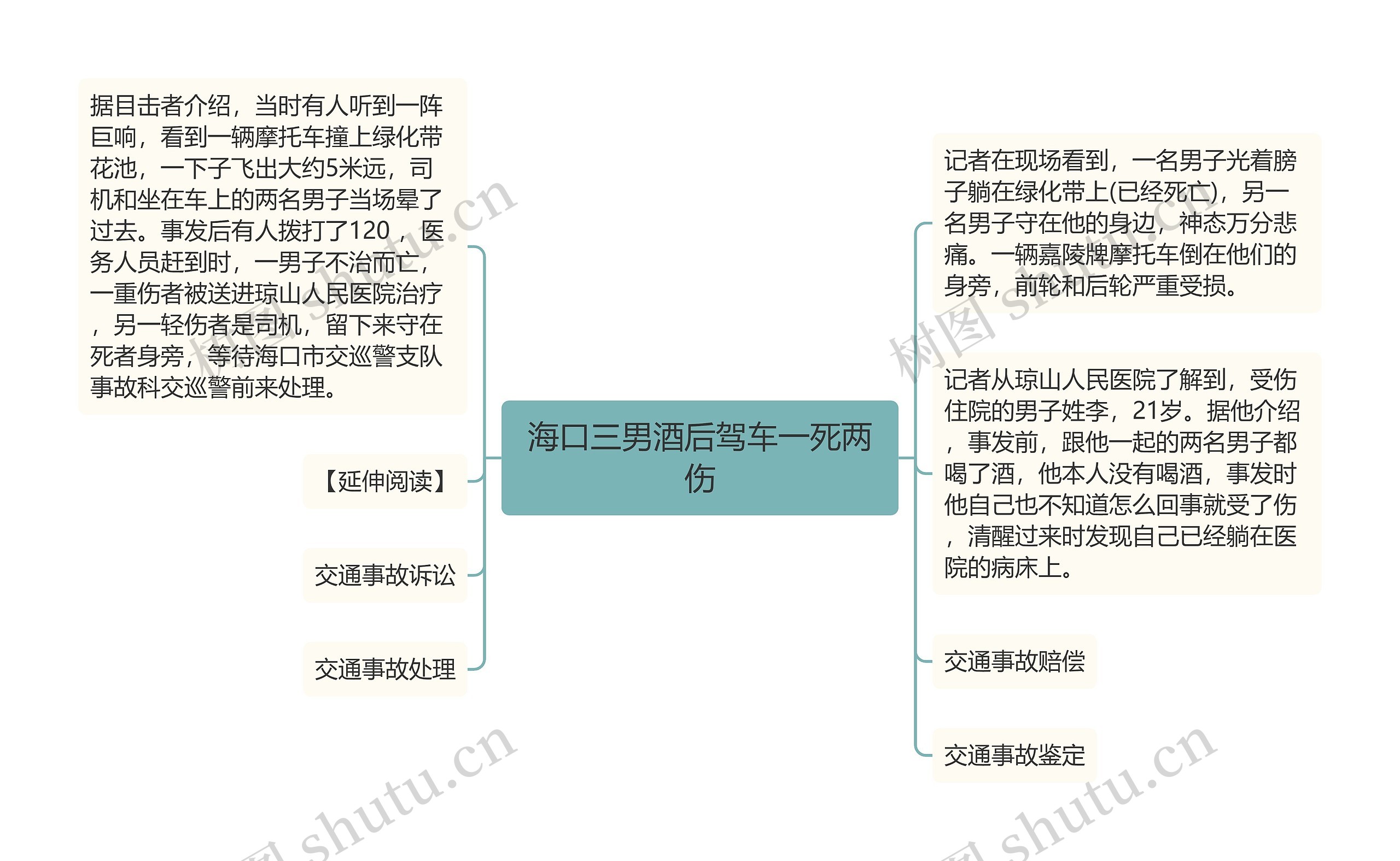 海口三男酒后驾车一死两伤思维导图