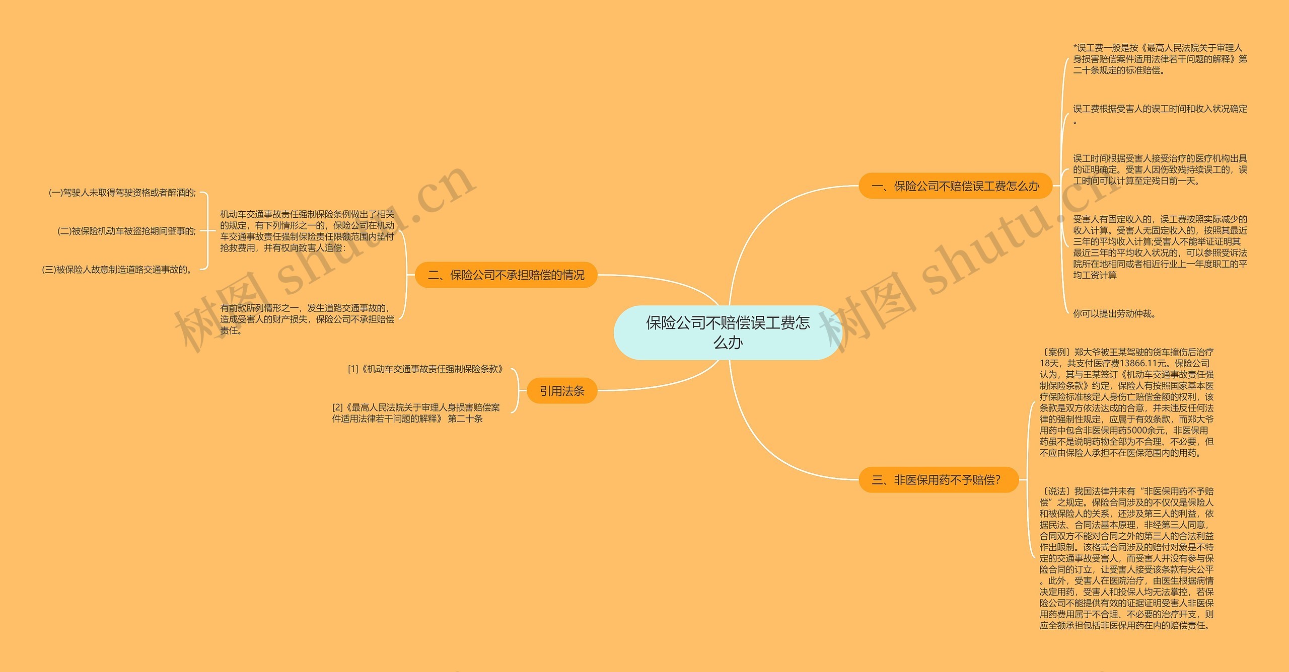 保险公司不赔偿误工费怎么办思维导图