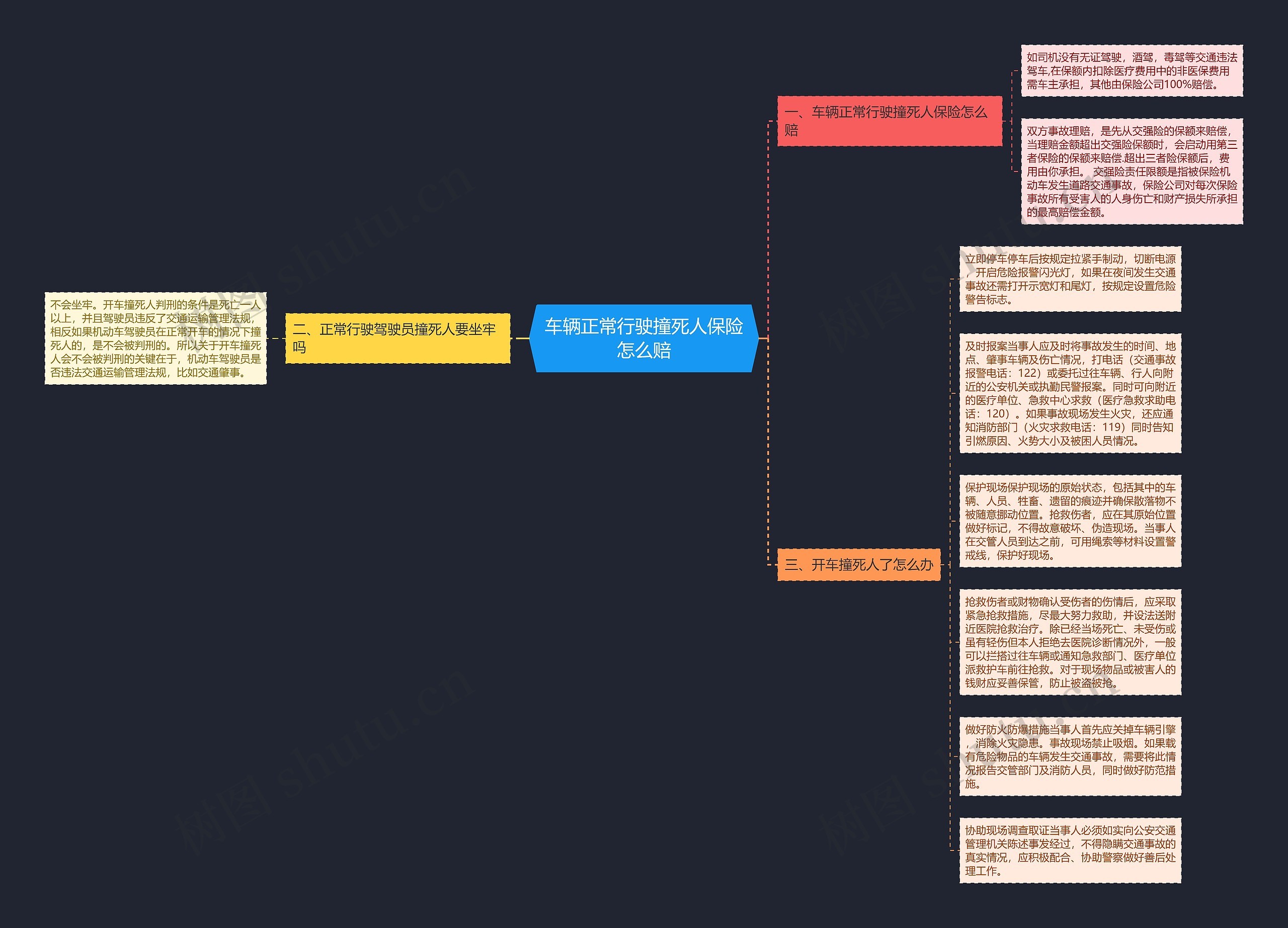 车辆正常行驶撞死人保险怎么赔思维导图
