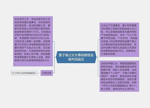 妻子强占丈夫事故赔偿金被判须返还