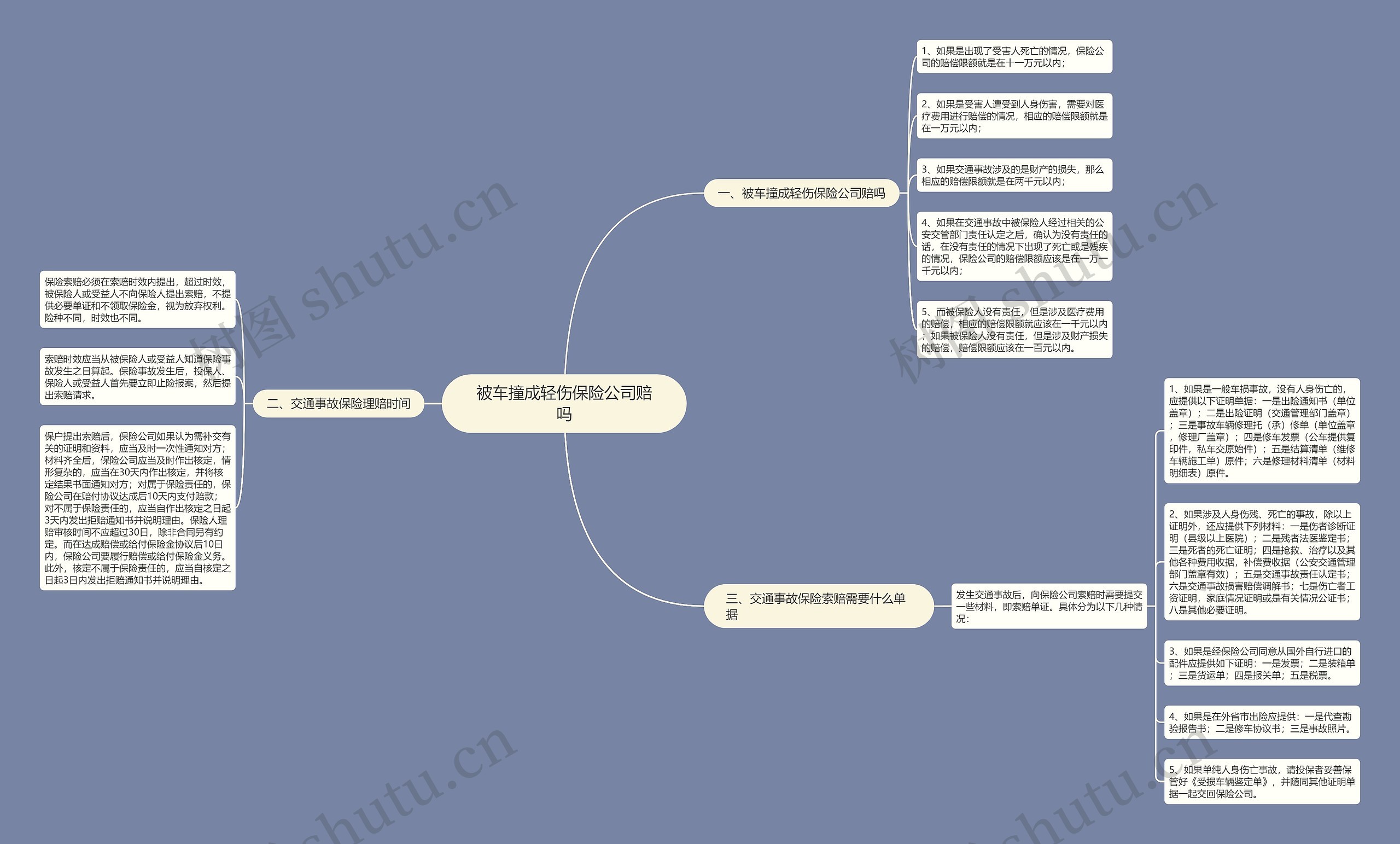 被车撞成轻伤保险公司赔吗思维导图