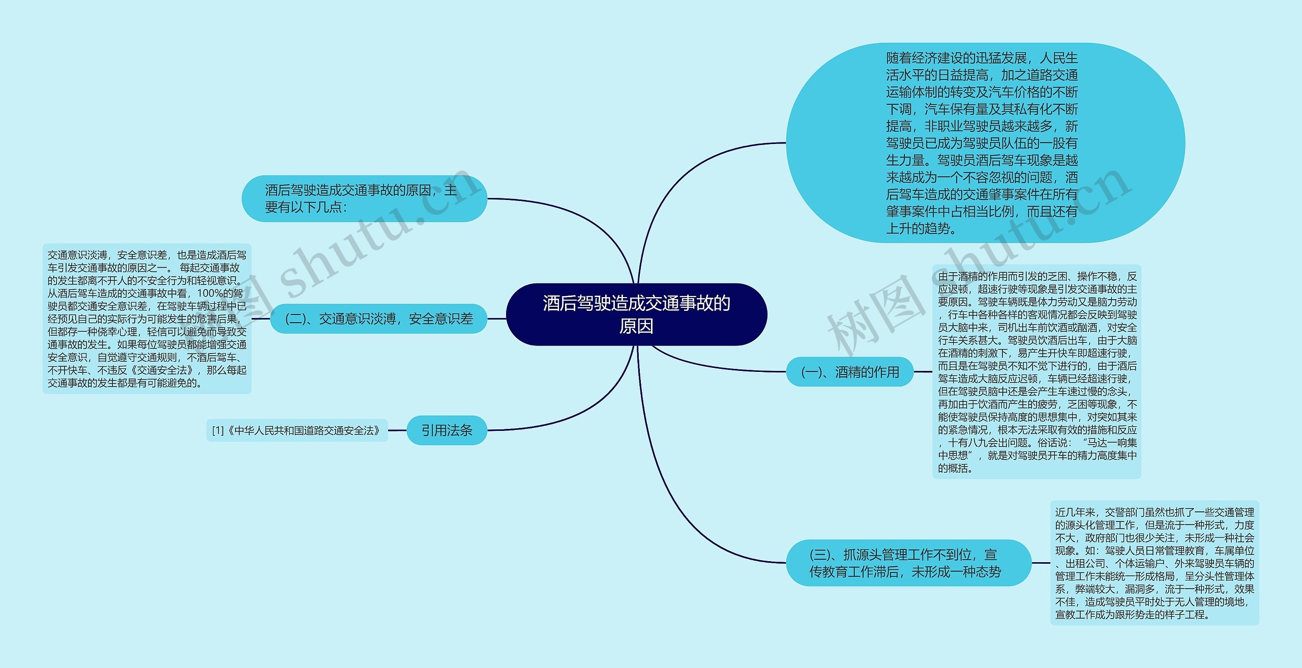 酒后驾驶造成交通事故的原因思维导图