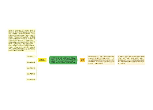 痴呆老人闯入高速公路被撞身亡 公路公司赔偿8万