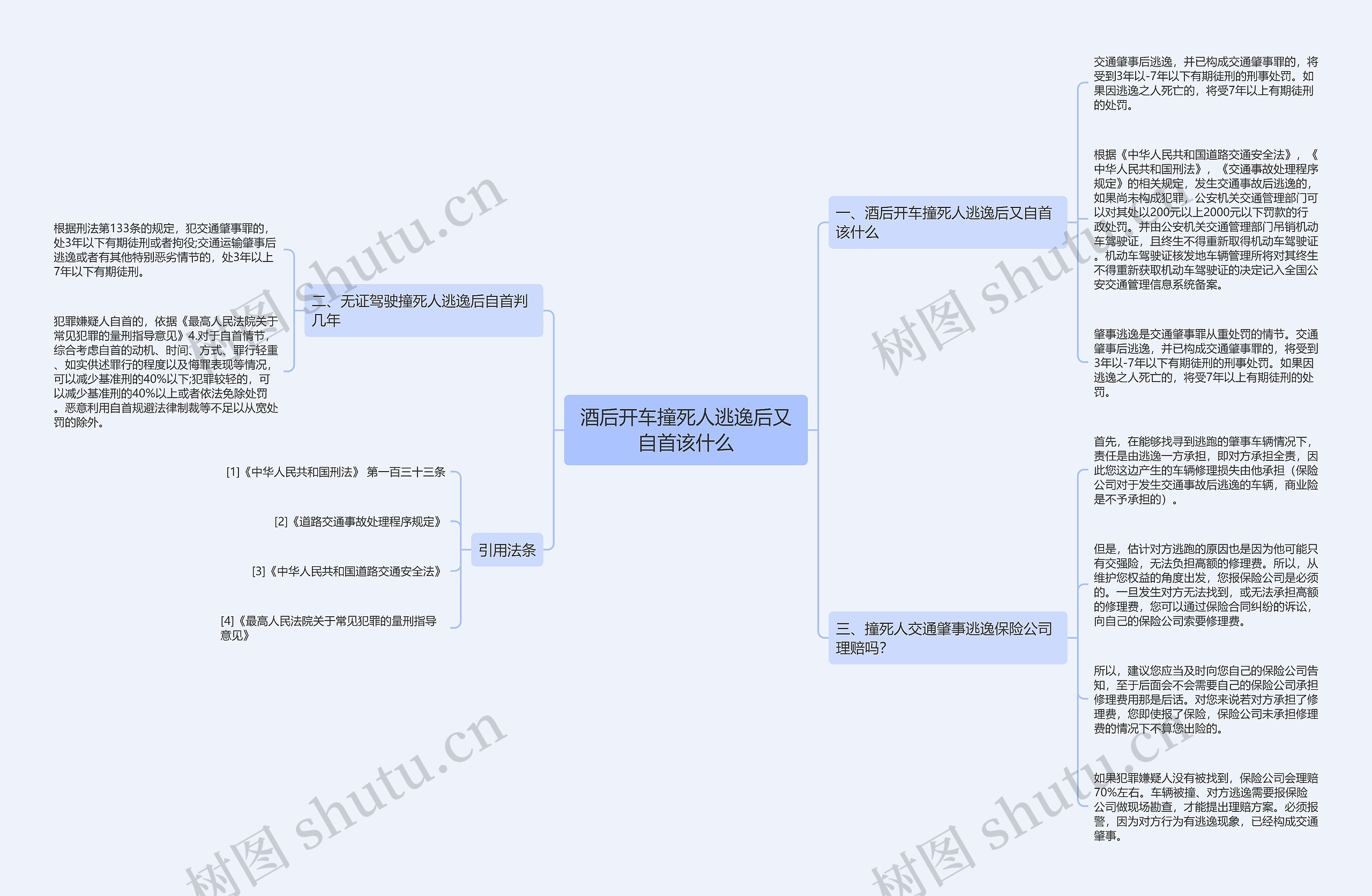 酒后开车撞死人逃逸后又自首该什么思维导图