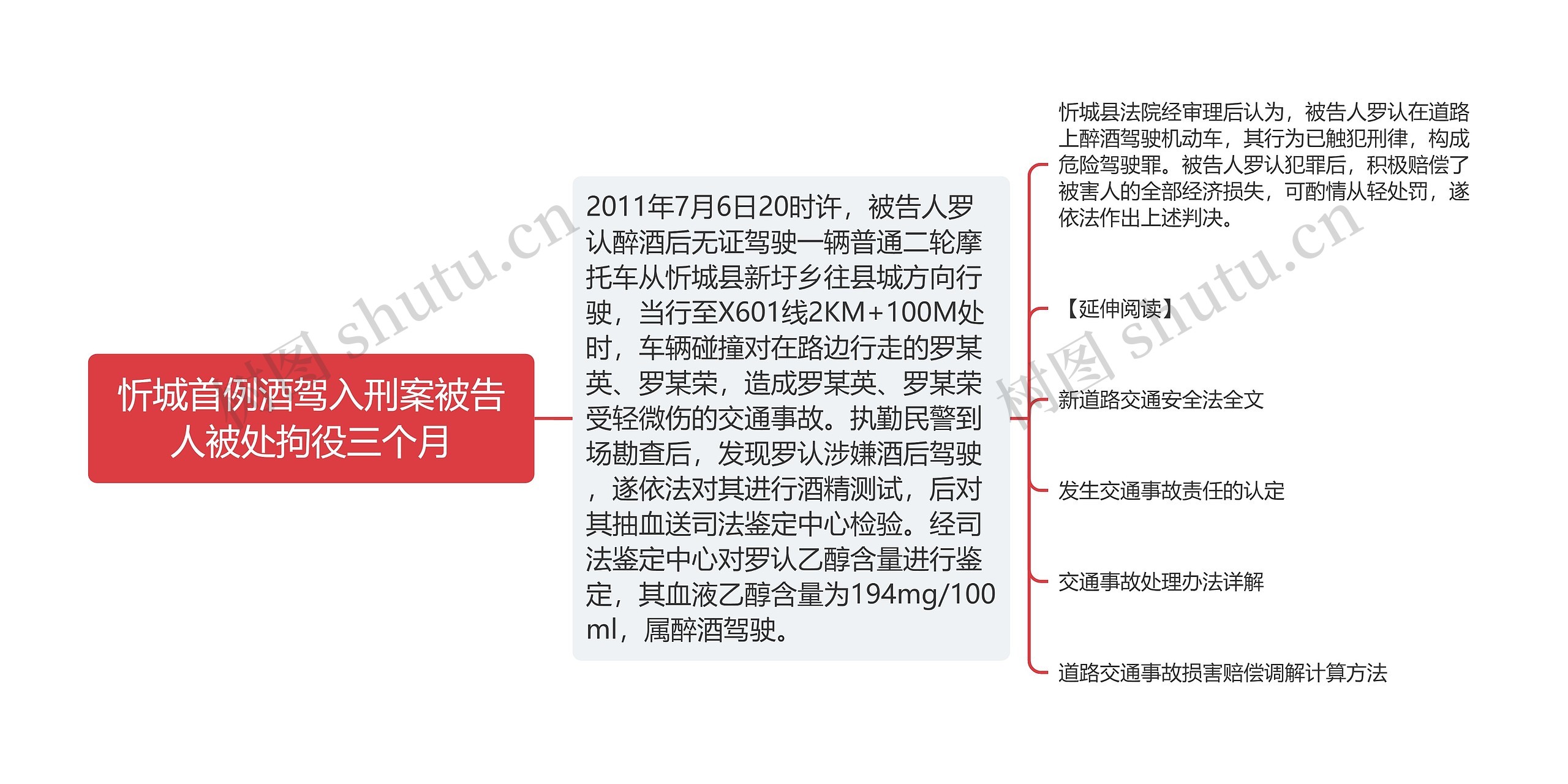 忻城首例酒驾入刑案被告人被处拘役三个月思维导图