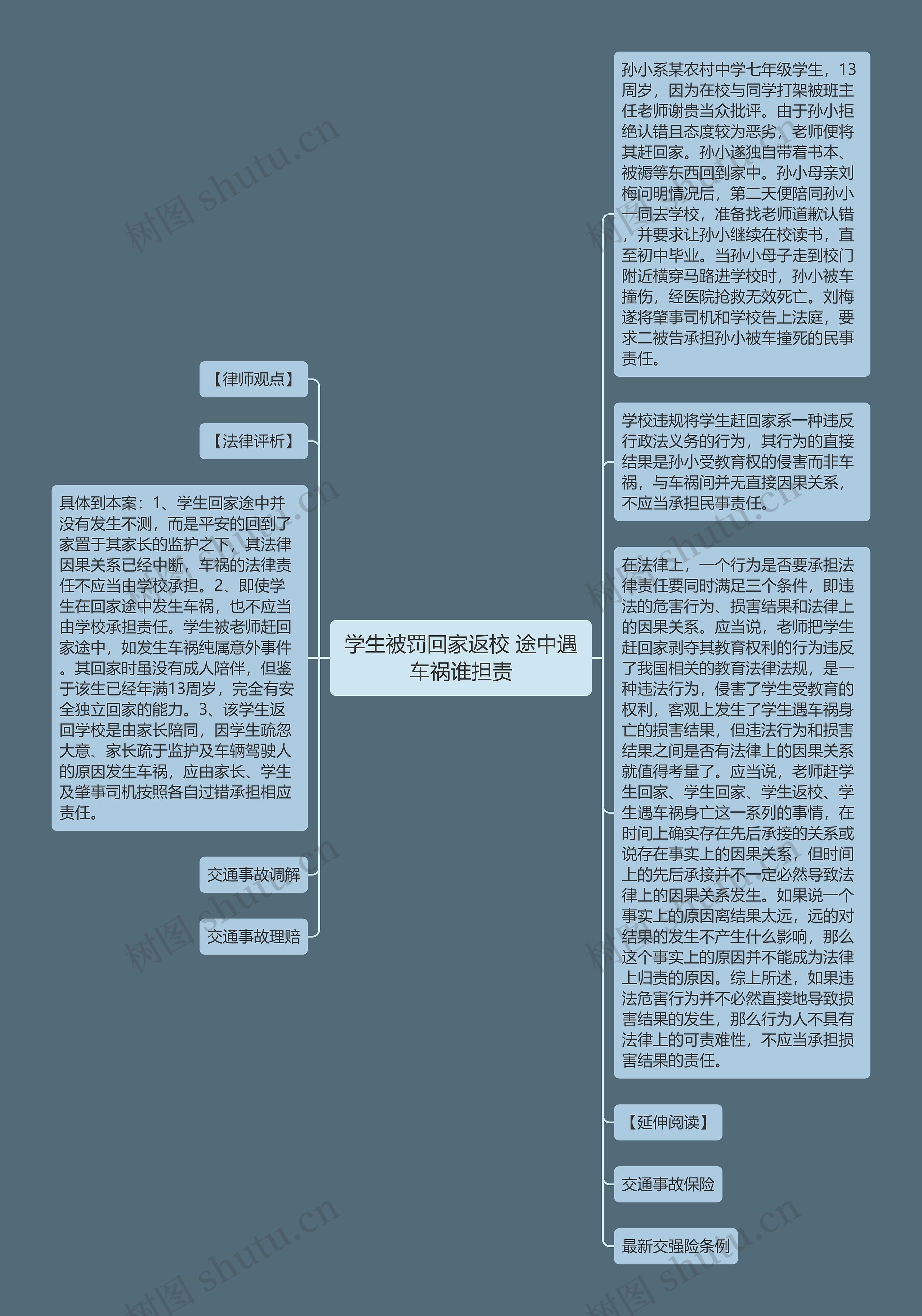 学生被罚回家返校 途中遇车祸谁担责思维导图