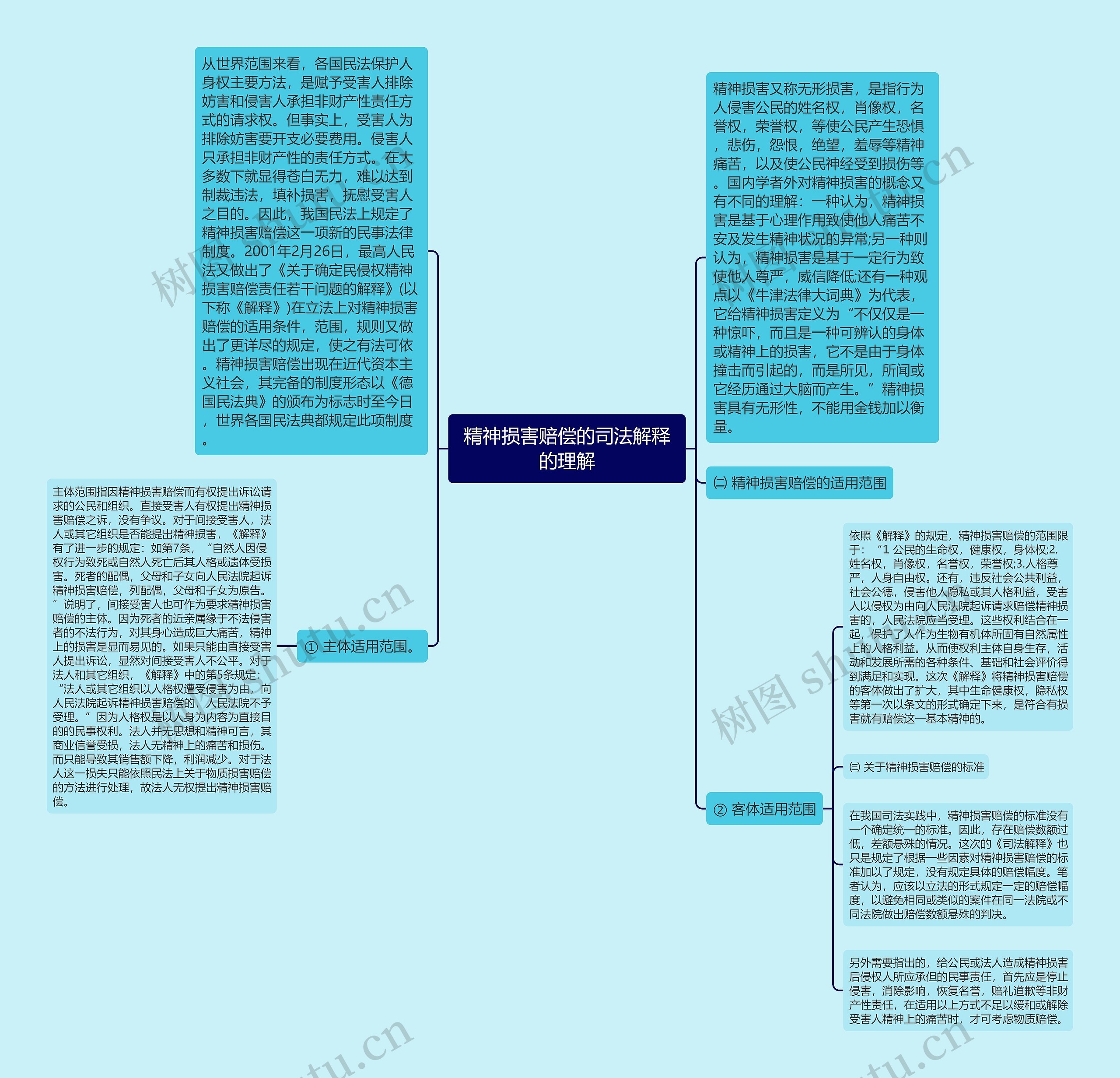 精神损害赔偿的司法解释的理解思维导图