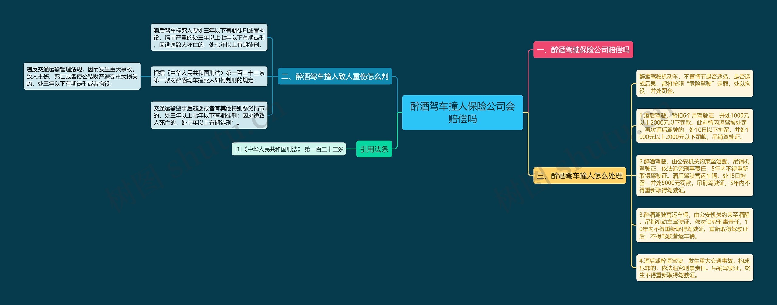 醉酒驾车撞人保险公司会赔偿吗思维导图