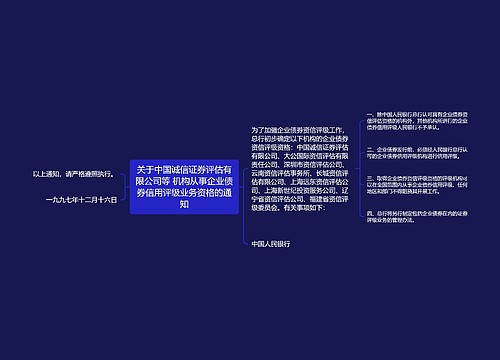 关于中国诚信证券评估有限公司等 机构从事企业债券信用评级业务资格的通知