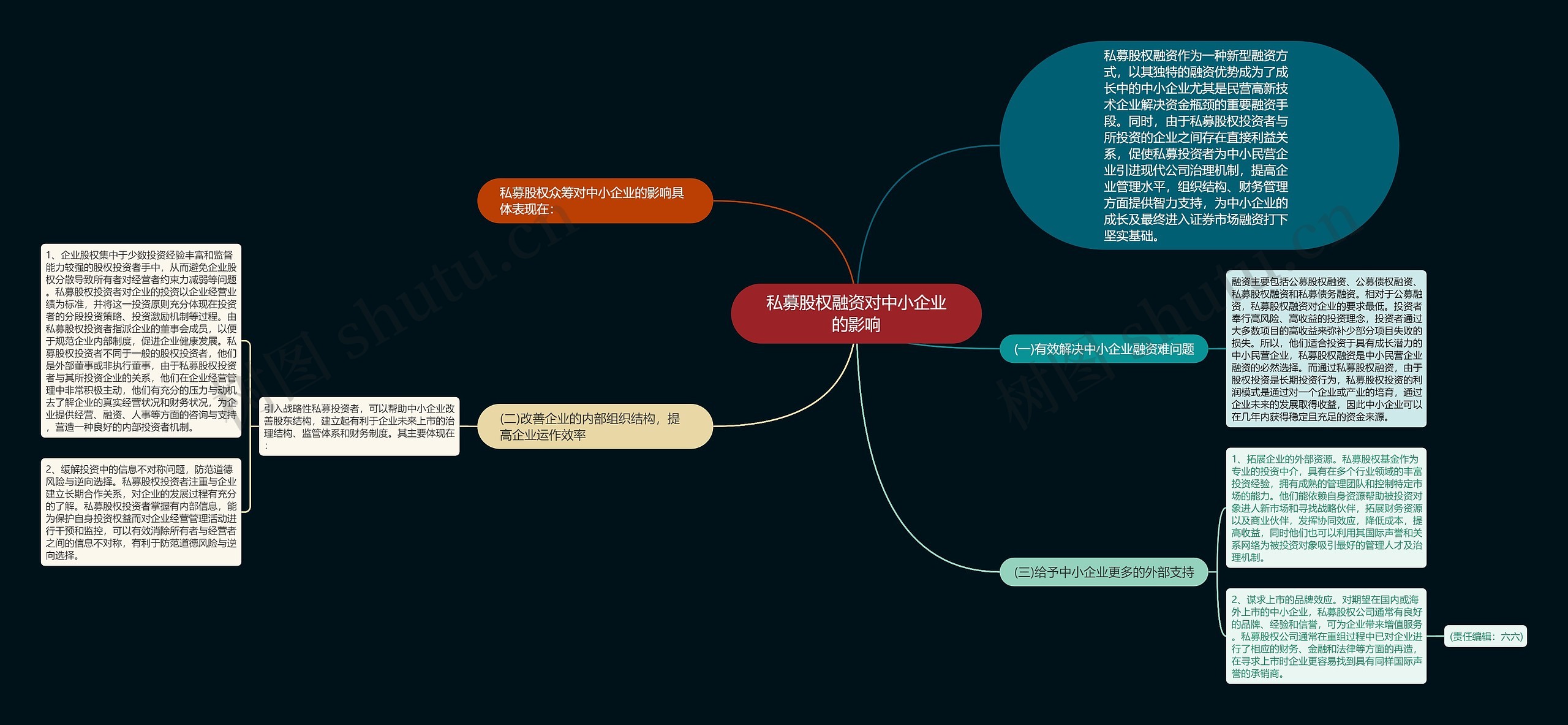 私募股权融资对中小企业的影响思维导图