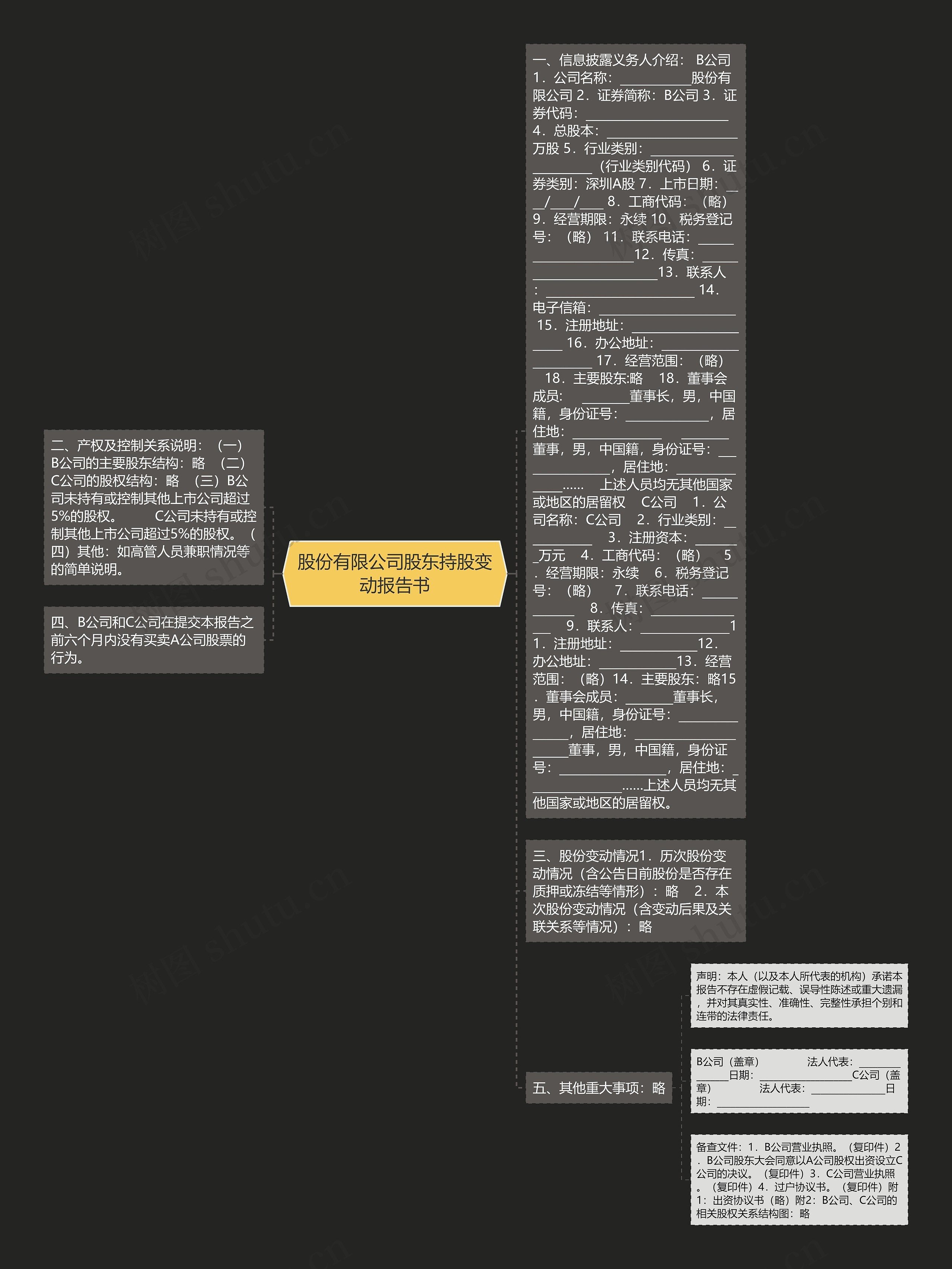 股份有限公司股东持股变动报告书思维导图