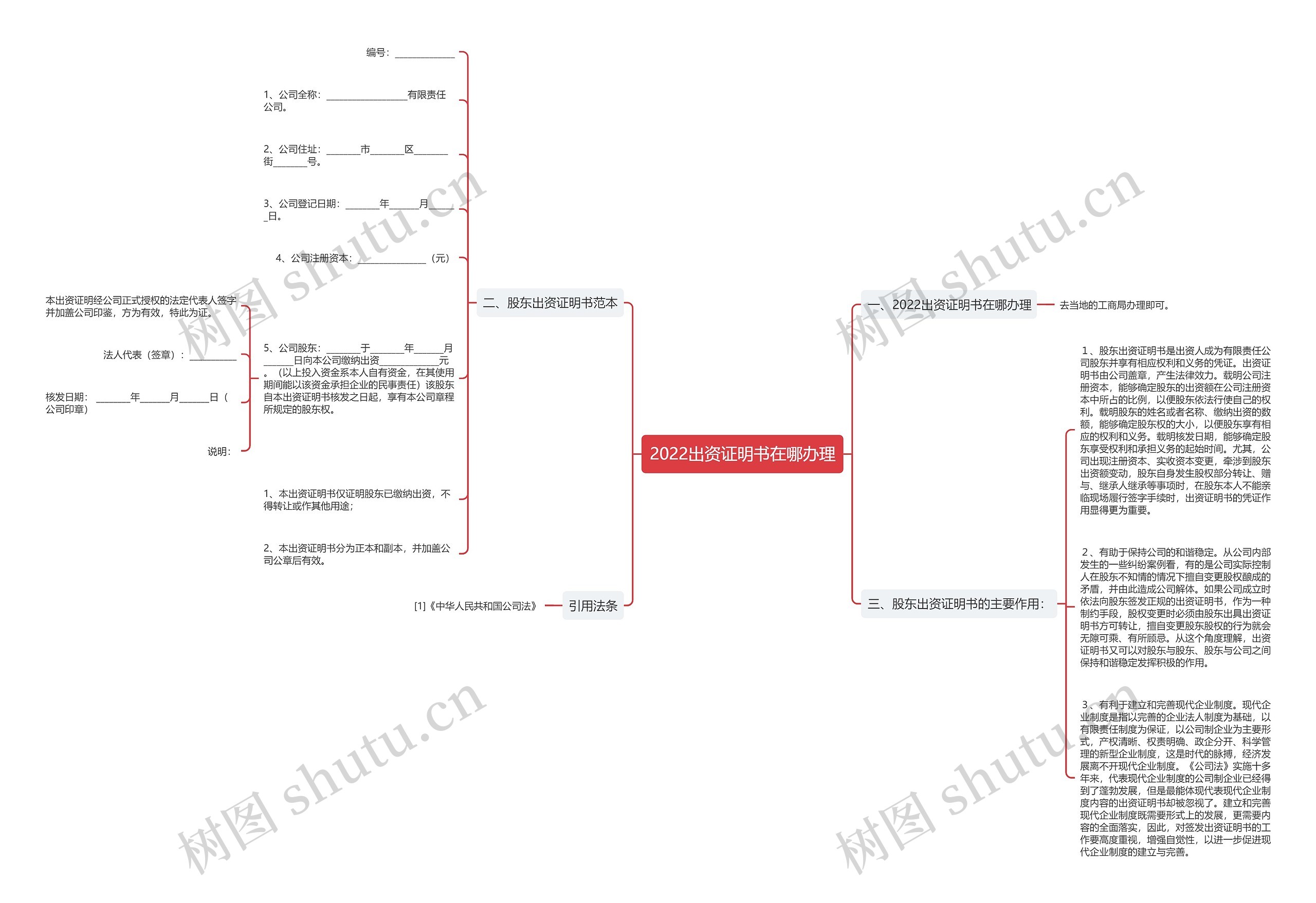 2022出资证明书在哪办理思维导图