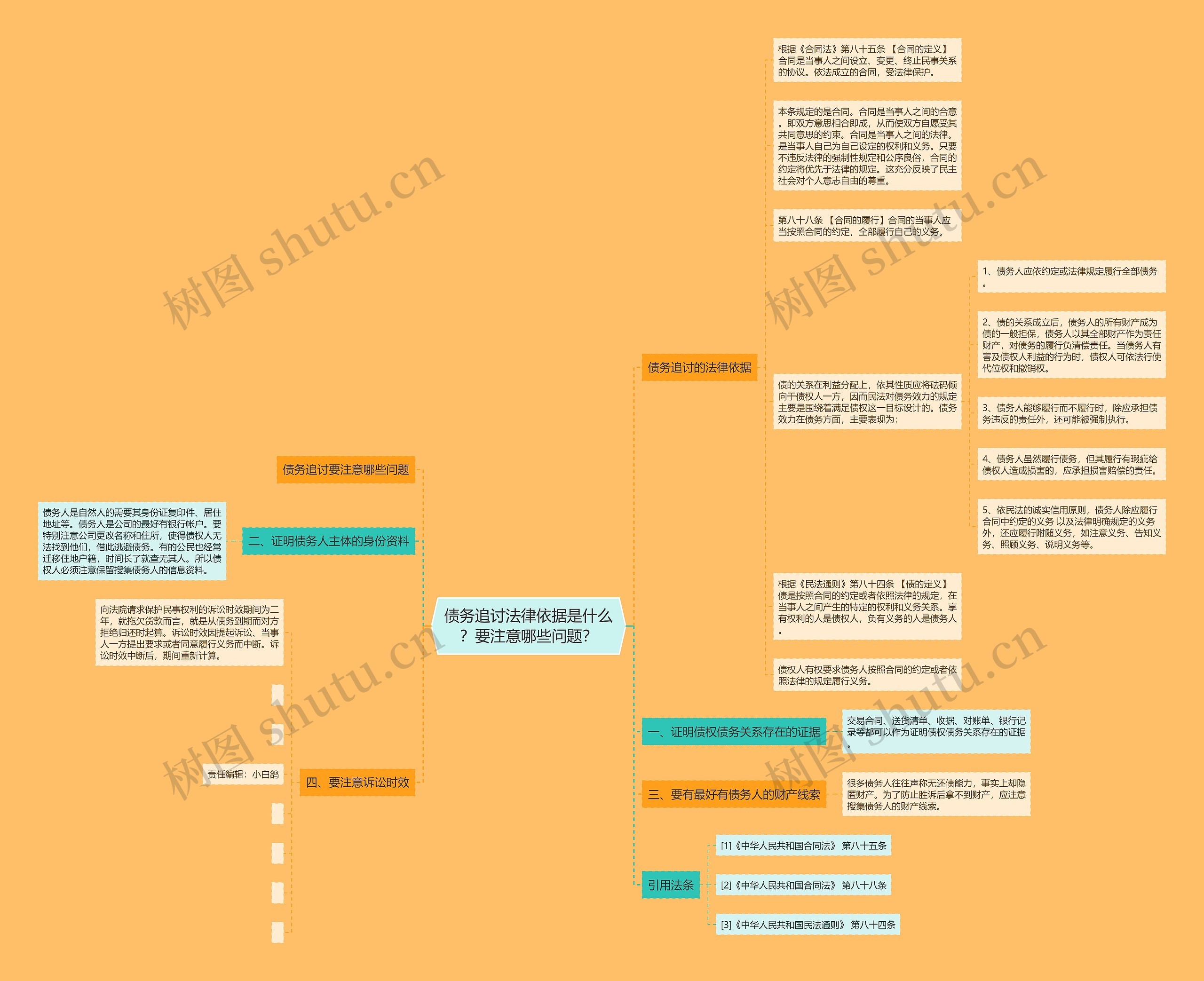 债务追讨法律依据是什么？要注意哪些问题？思维导图