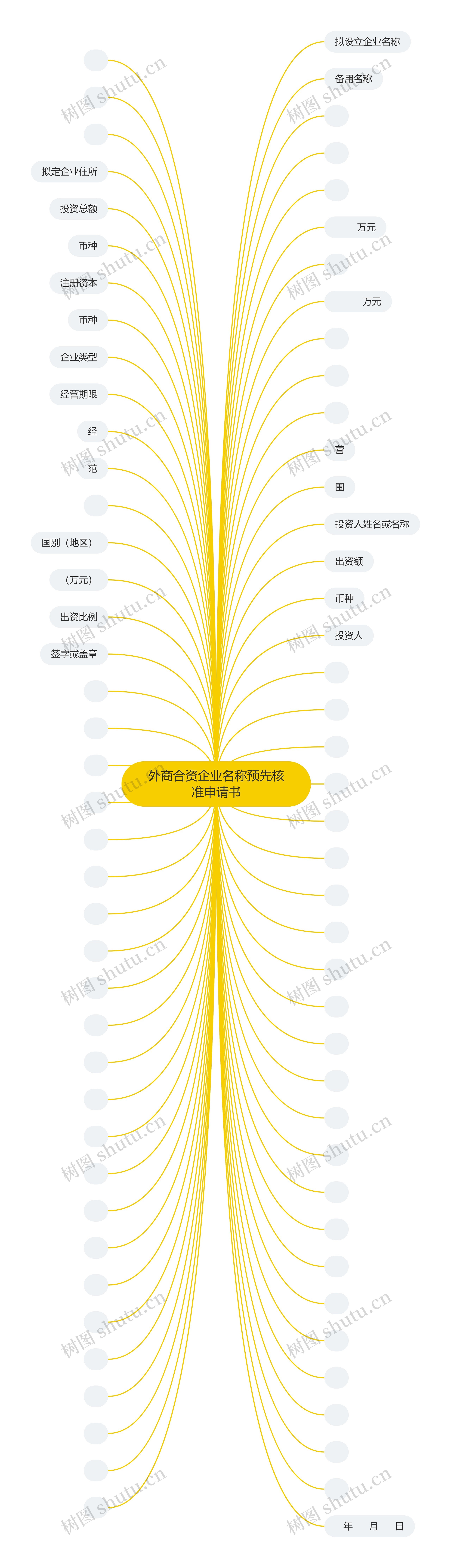 外商合资企业名称预先核准申请书思维导图