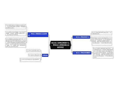 独立法人资格证明是什么，具有法人资格的独立企业的特征