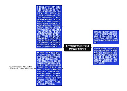 PPP模式在开发区改革和创新发展中的作用