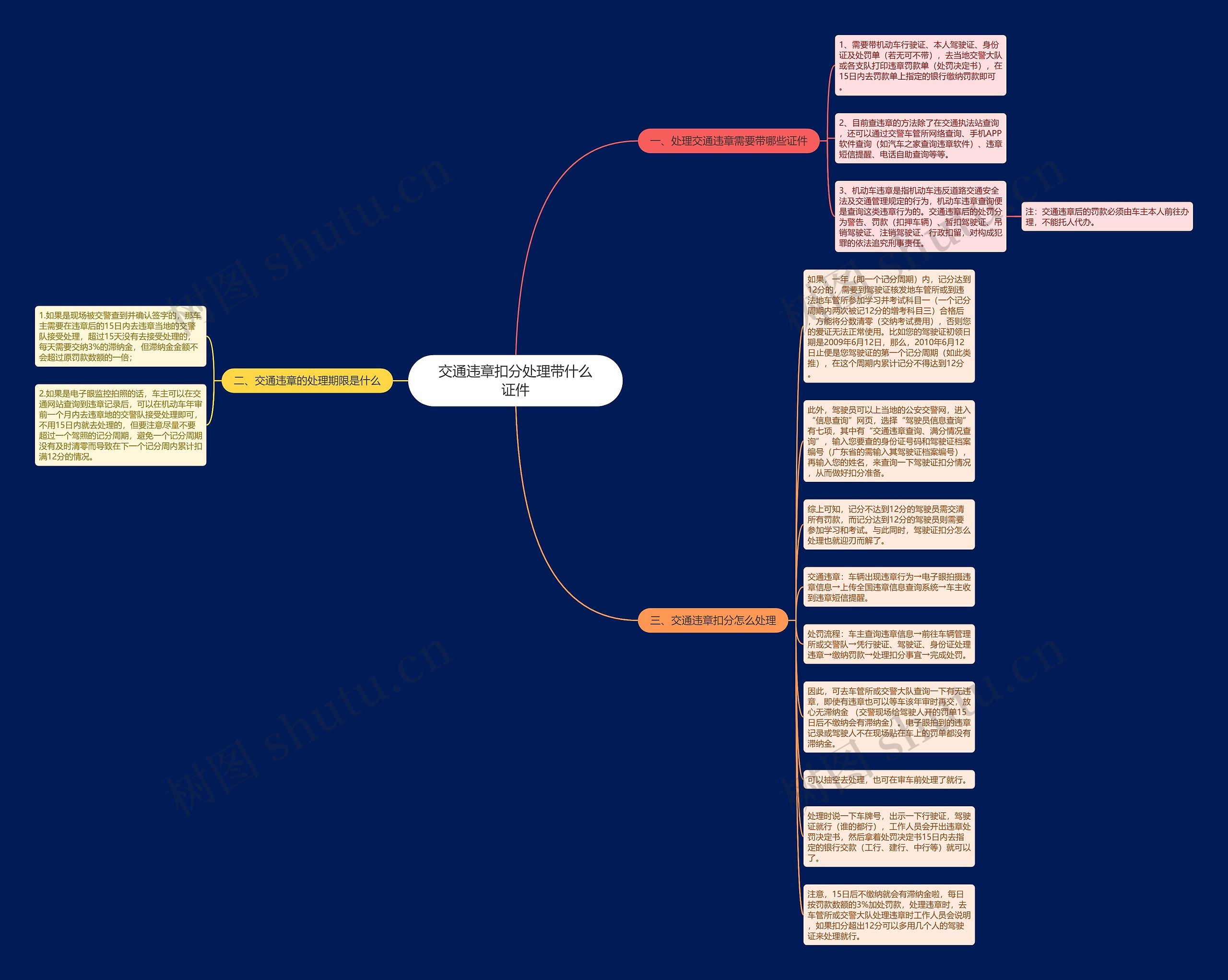交通违章扣分处理带什么证件思维导图
