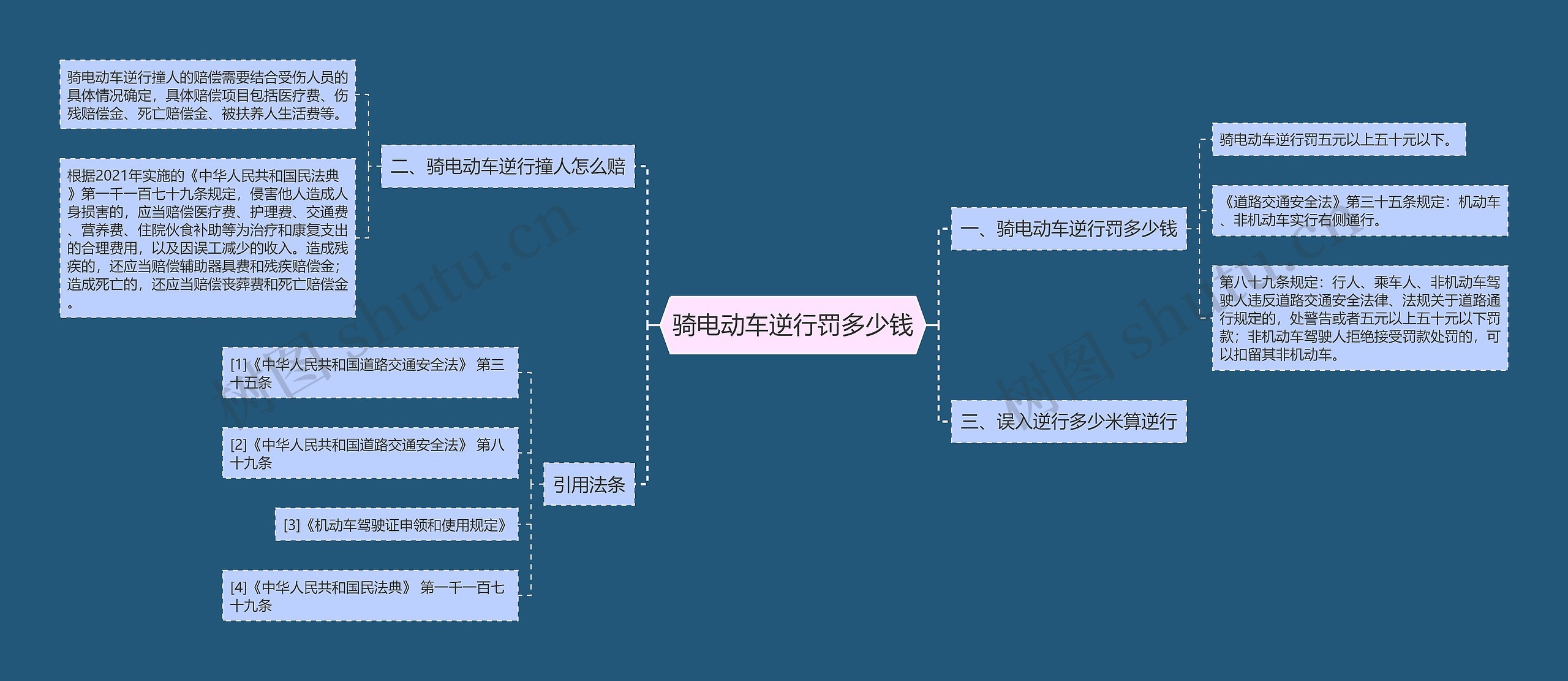 骑电动车逆行罚多少钱思维导图