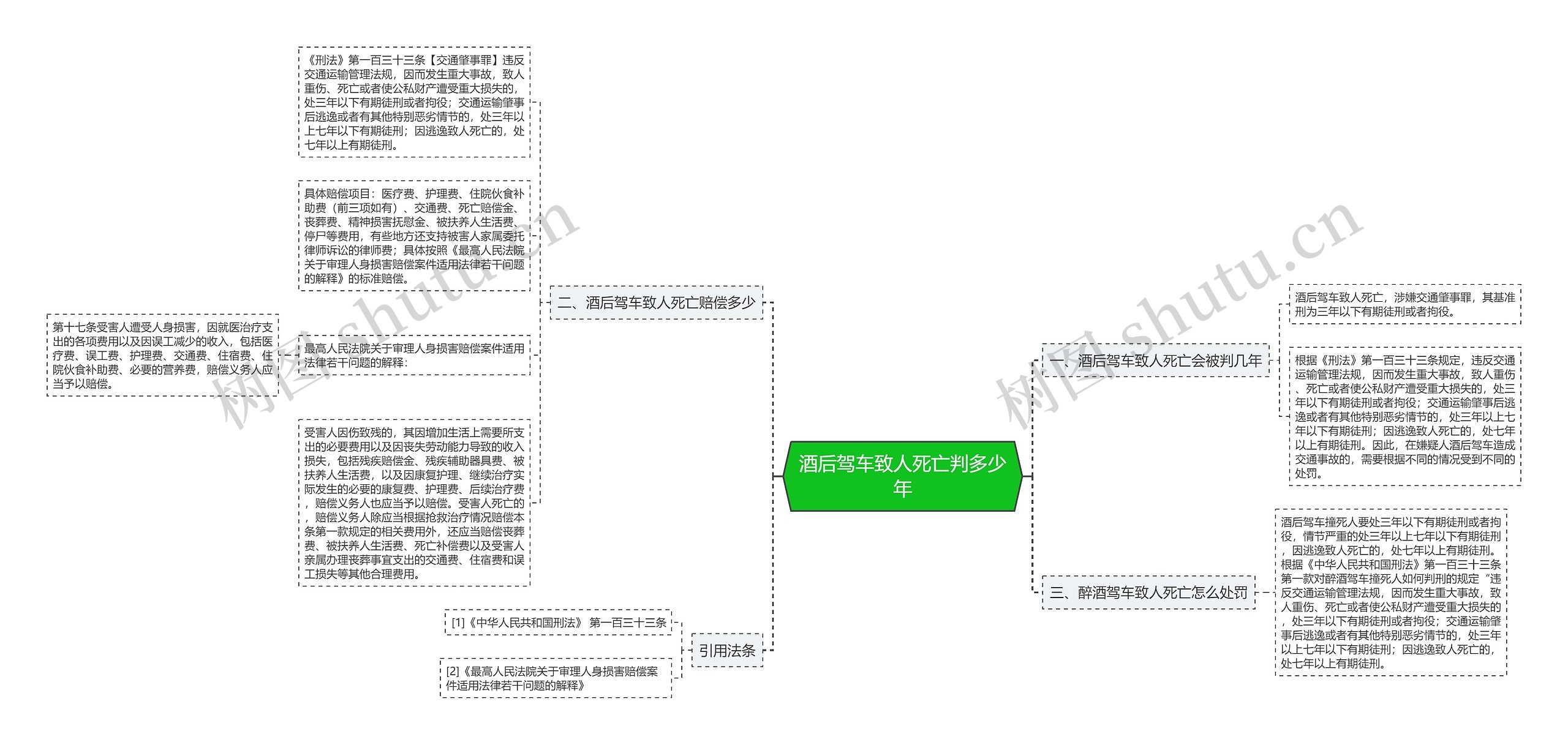 酒后驾车致人死亡判多少年思维导图