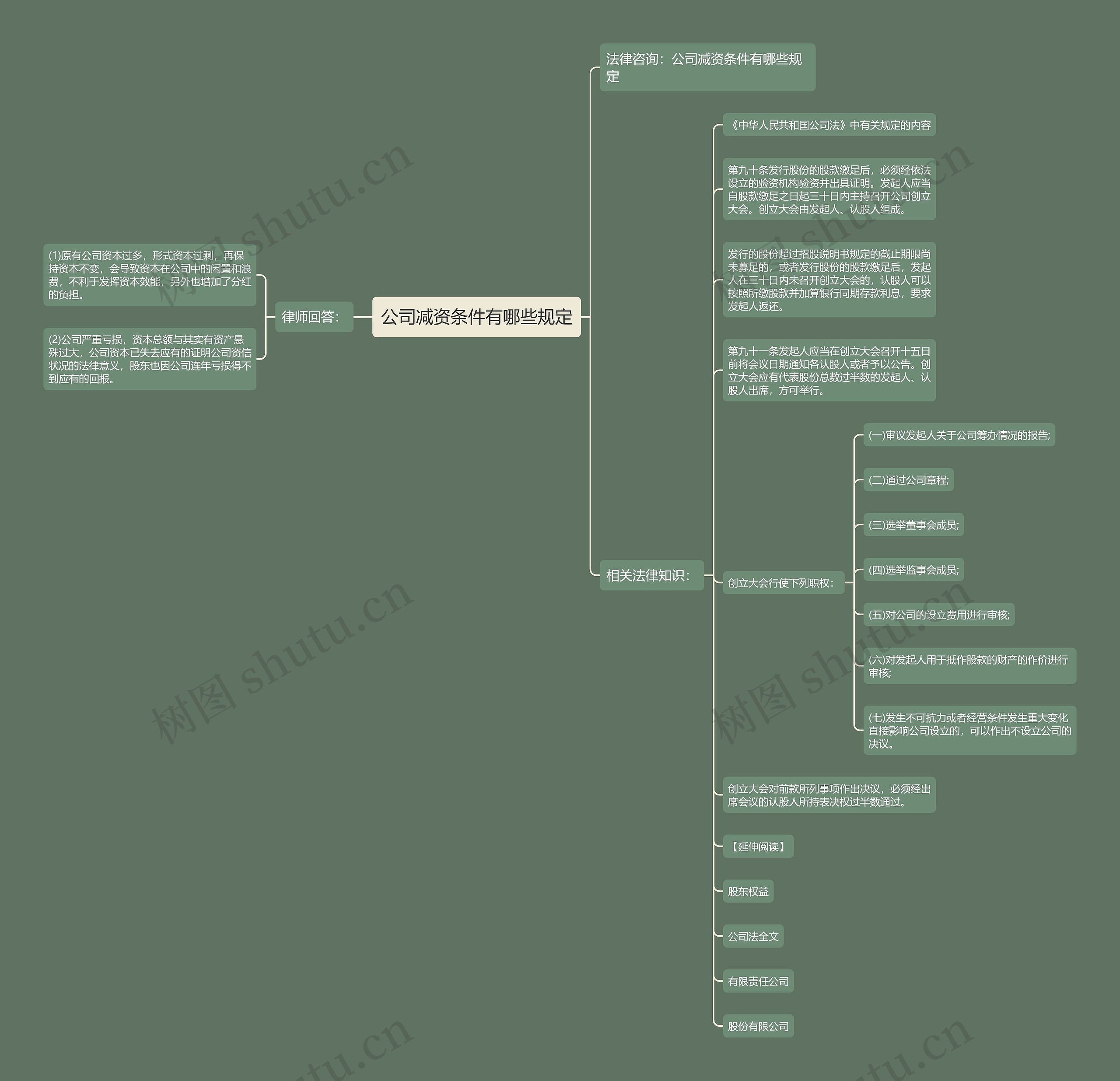 公司减资条件有哪些规定思维导图
