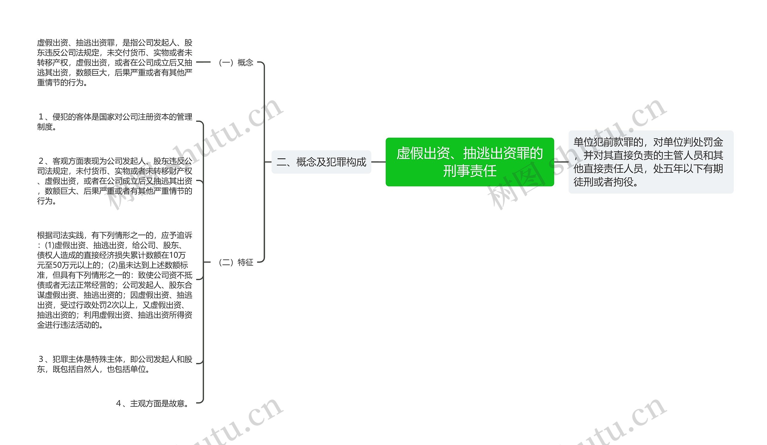 虚假出资、抽逃出资罪的刑事责任思维导图