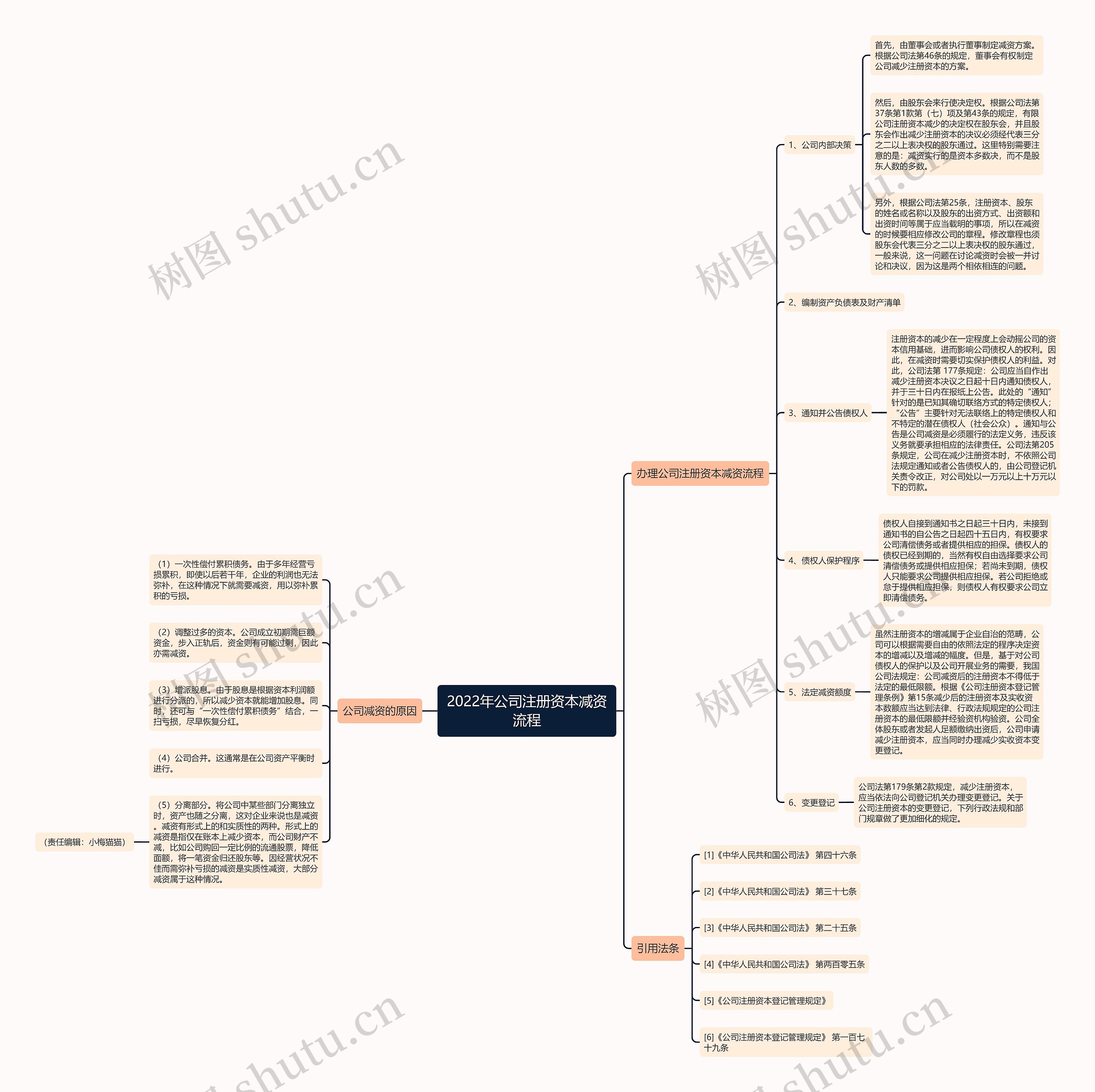 2022年公司注册资本减资流程思维导图