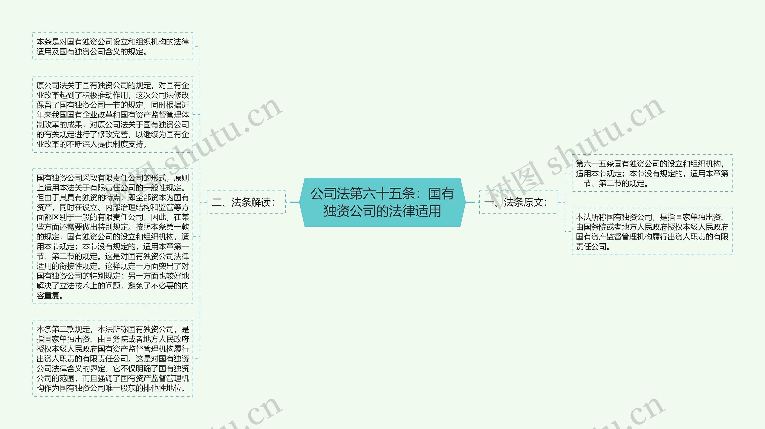 公司法第六十五条：国有独资公司的法律适用思维导图