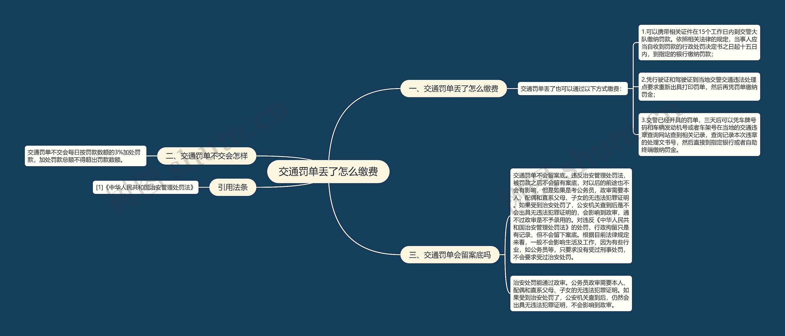 交通罚单丢了怎么缴费思维导图