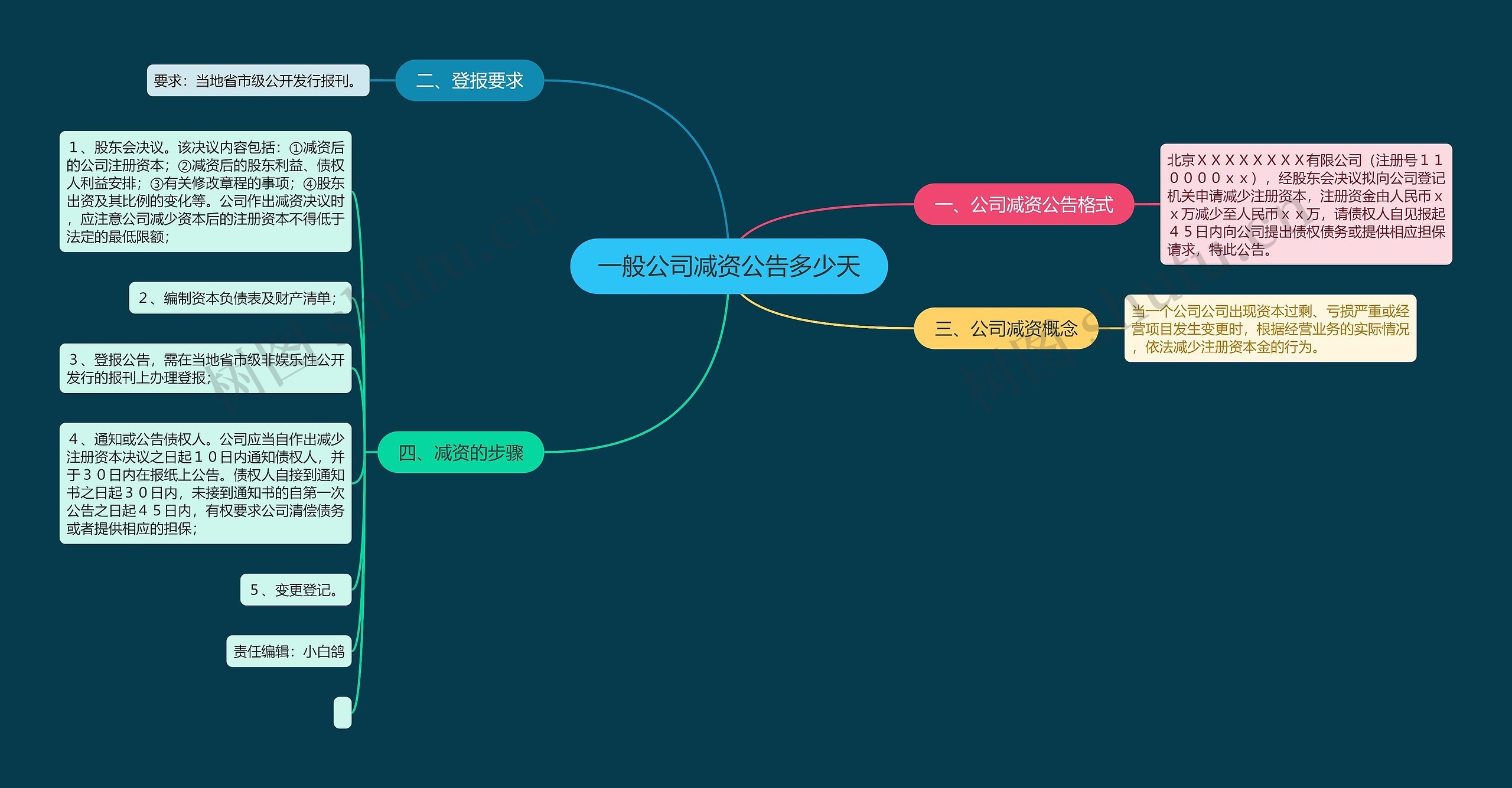 一般公司减资公告多少天思维导图