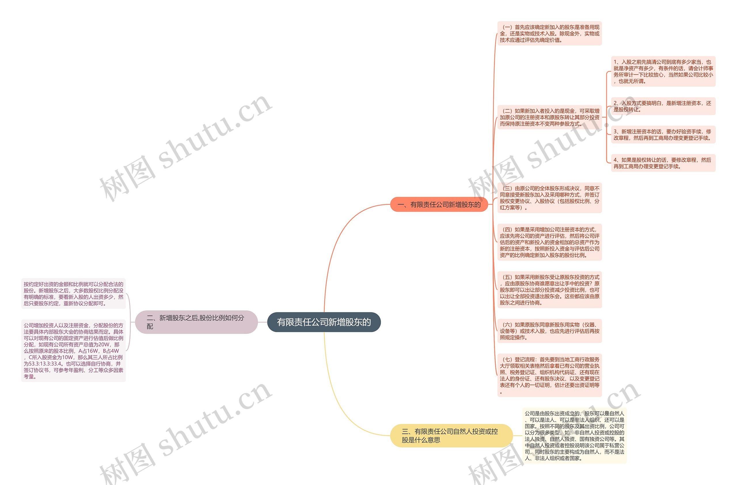 有限责任公司新增股东的思维导图