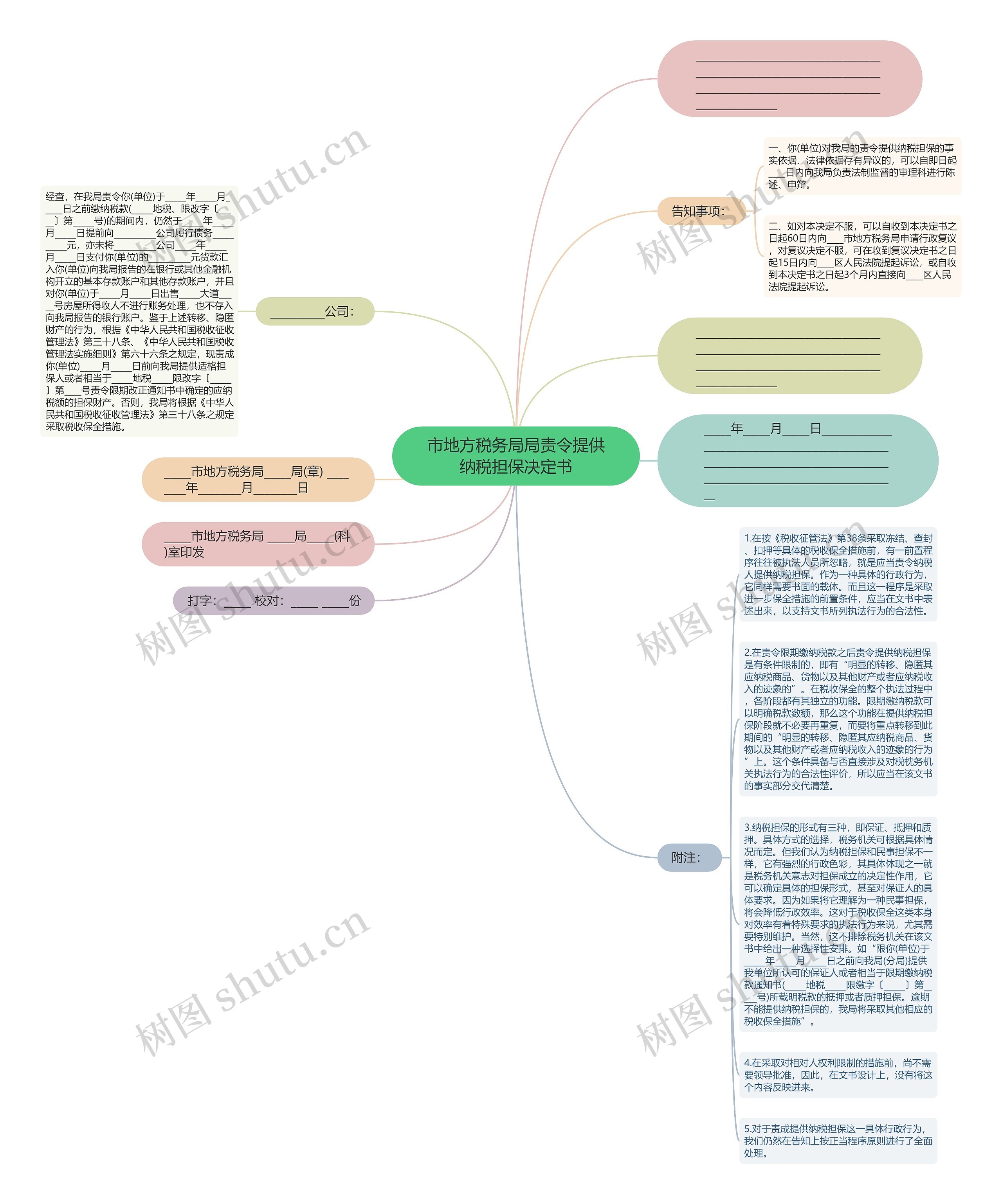 市地方税务局局责令提供纳税担保决定书思维导图