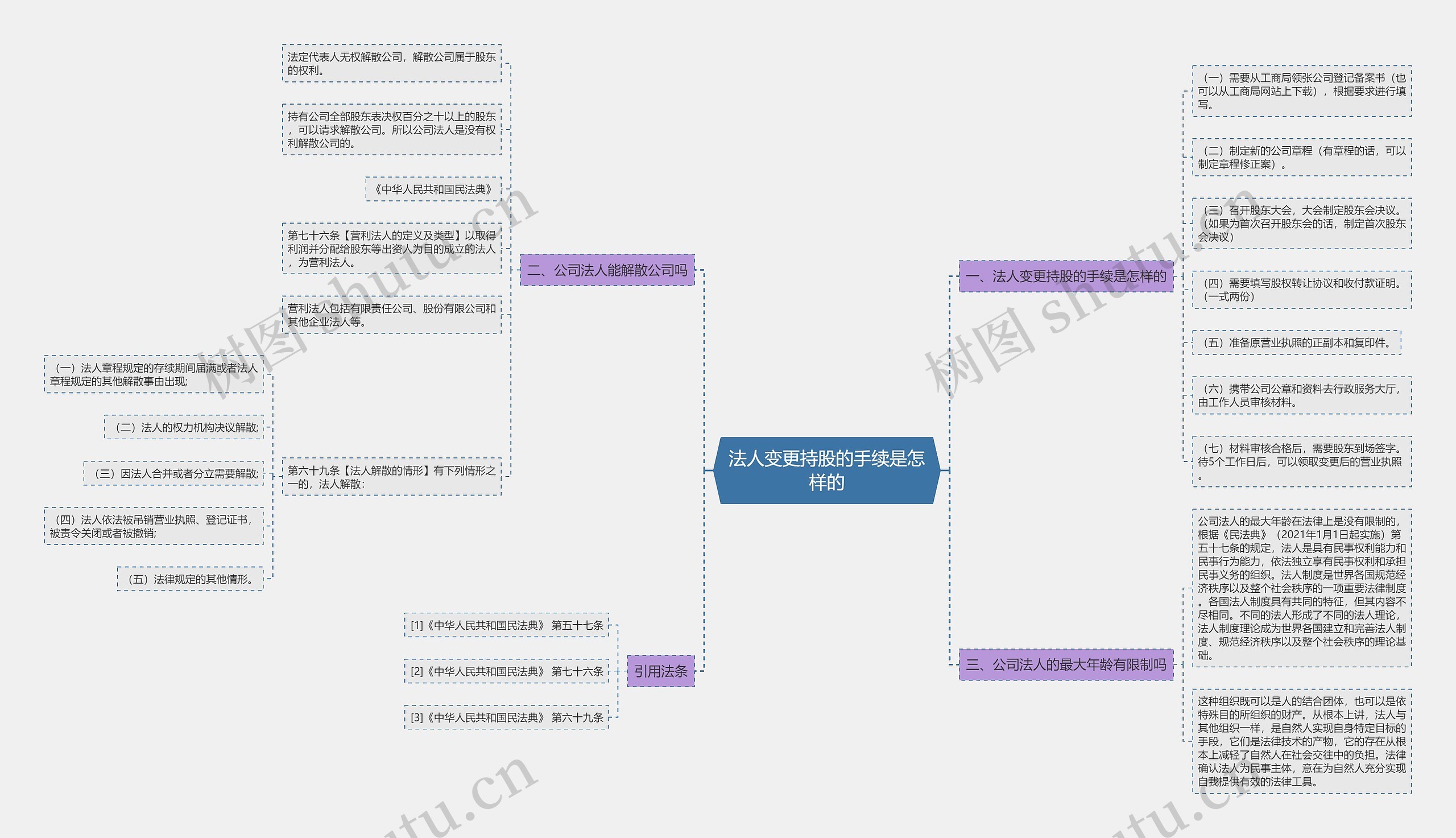 法人变更持股的手续是怎样的思维导图