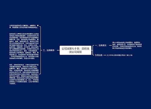 公司法第七十条：国有独资公司高管