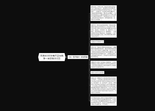 百度诉360杀毒不正当竞争一审获赔38.5万