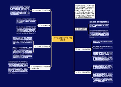 中小企业融资的十五个融资策略