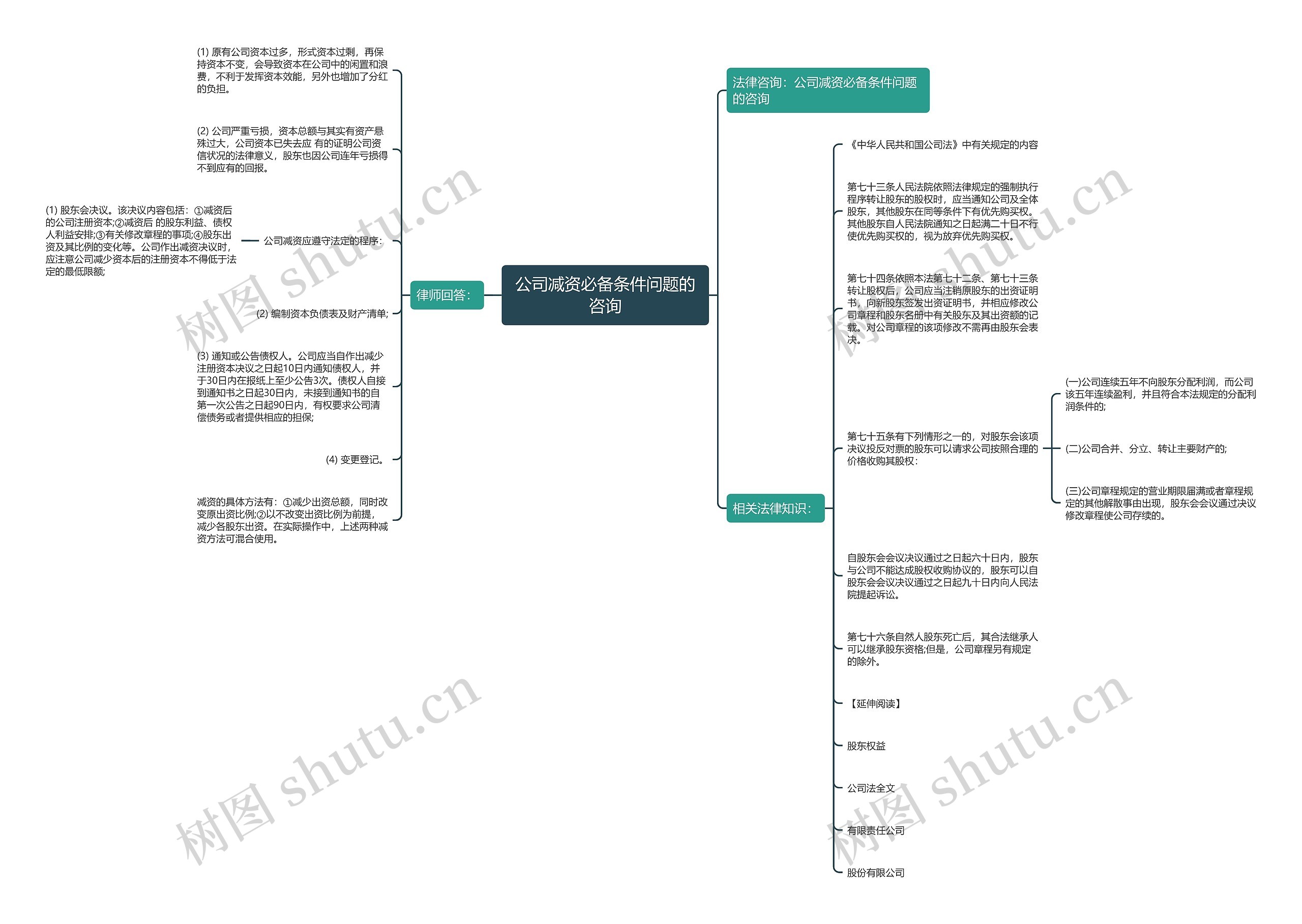 公司减资必备条件问题的咨询思维导图